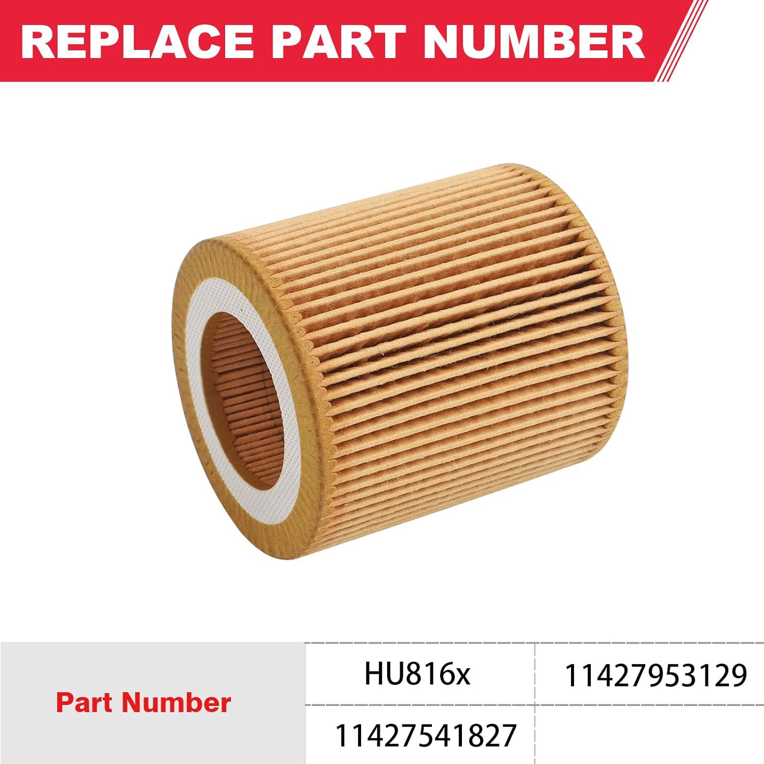 HU816x Oil Filter Fits for BMW 1,3,5,6,7 X1 X3 X4 X5 X6 Z4 E60 E71 E82 E83 E89 E90 E92 Replaces# 11427953129 11427541827 (2Pcs) - Image 2
