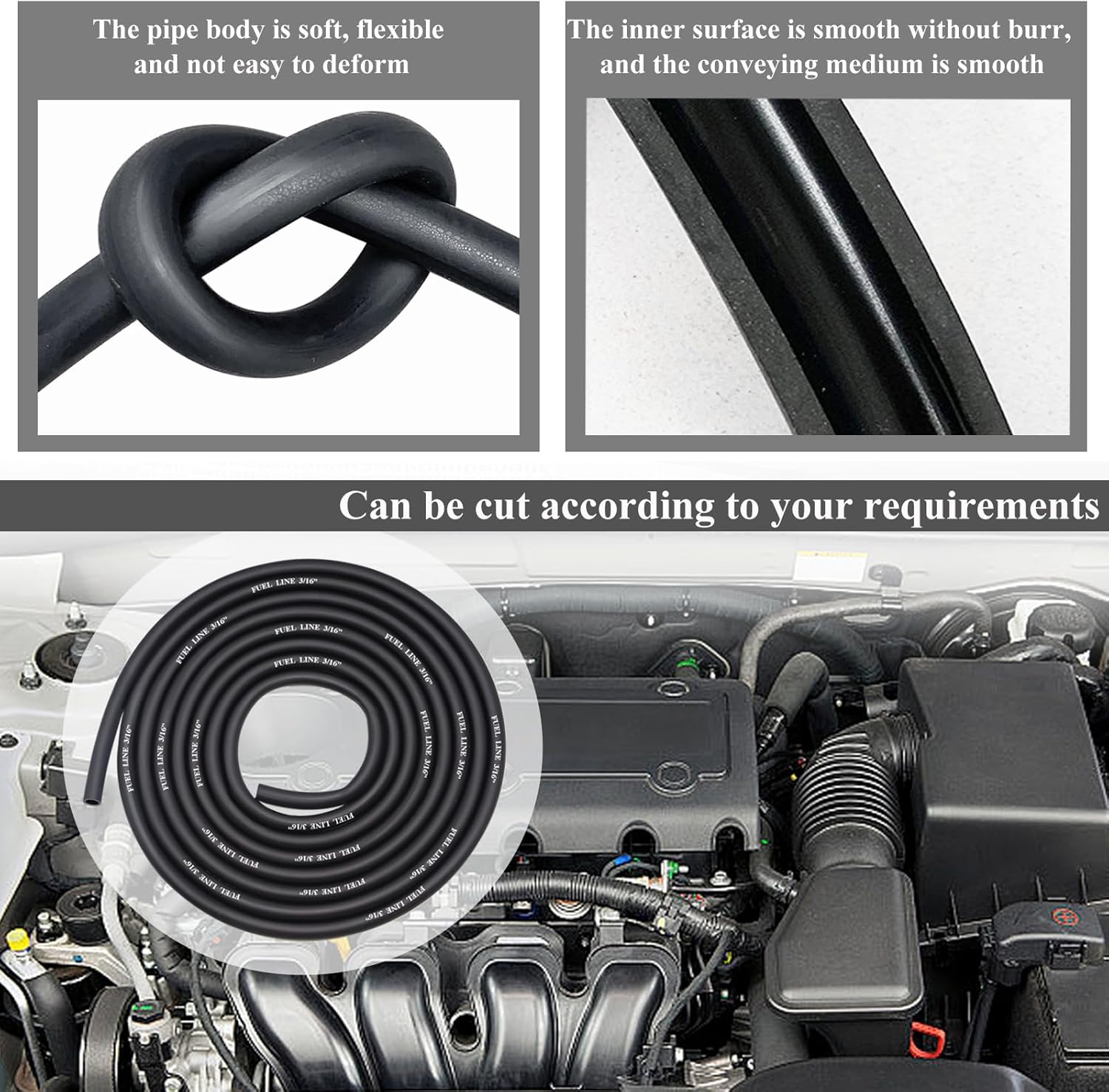 10 Feet 3/16 Inch ID Fuel Line with 20Pcs 2/5 Inch ID Hose Clamps for Kawasaki Kohler Champion Briggs & Stratton Small Engines Mini Bike ATV Mowing Machine - Image 6