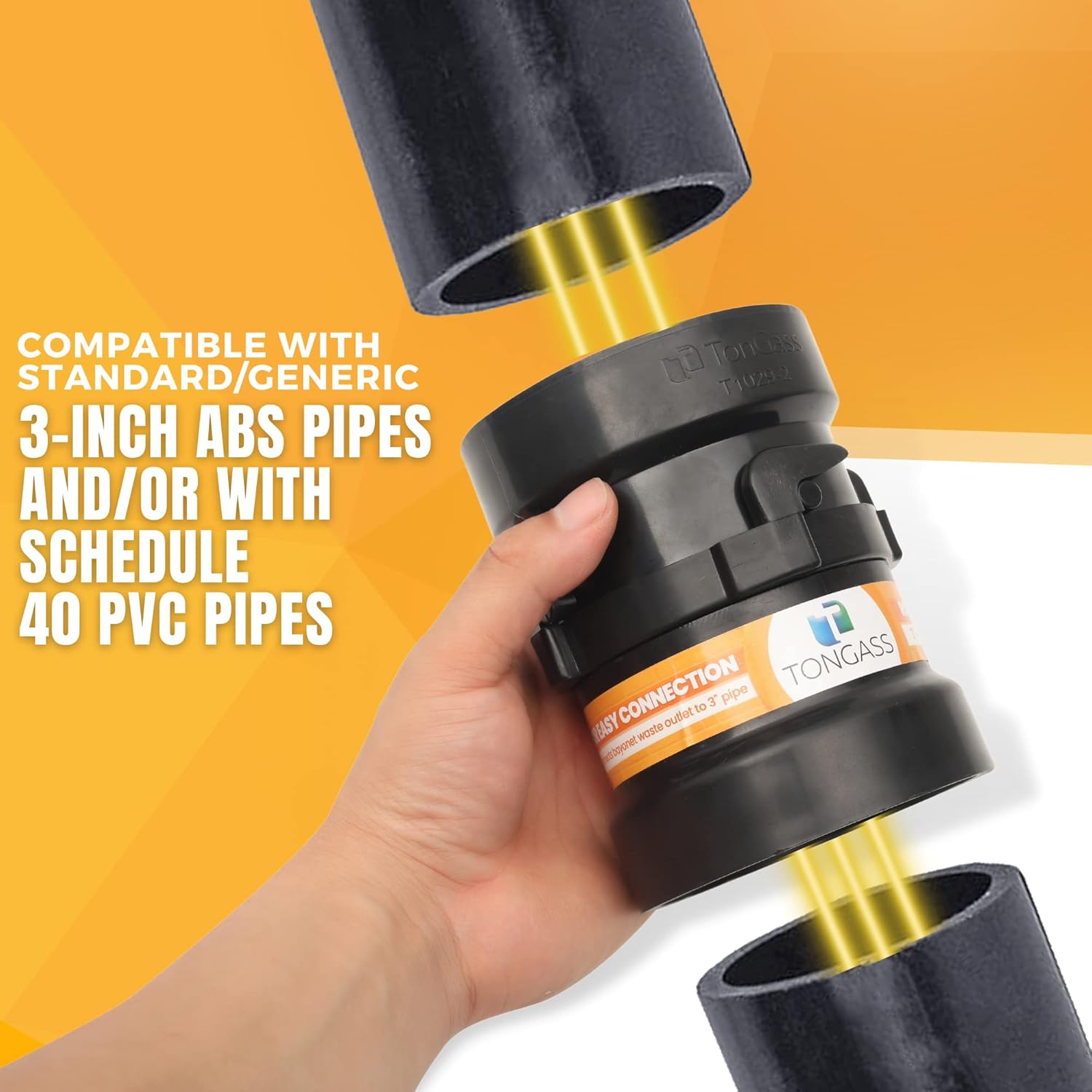 TonGass (Combo Pack) RV Sewer Hose Fitting Adapter to PVC, RV Sewer Connection & RV Sewer Termination Adapter - 3" Hub x Bayonet Hooks - Image 4