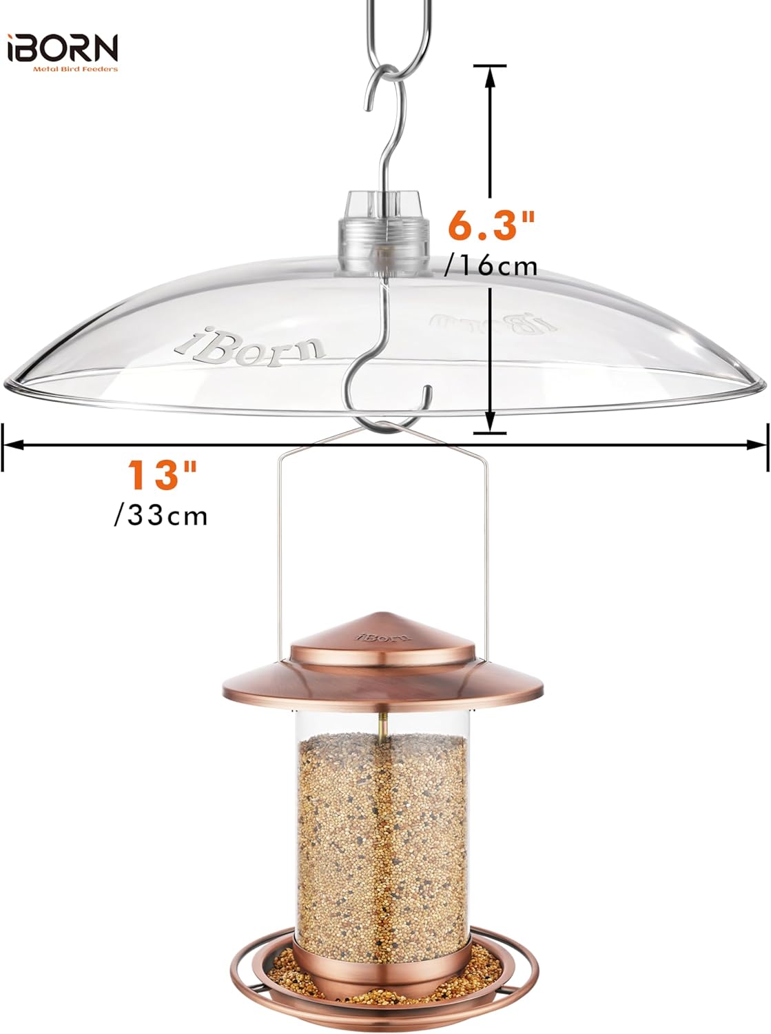 iBorn Baffles for Bird Feeders, 13” Bird Feeder Cover for Rain Guard, Birds Feeders Rain Guard, Full Protection for Feeders for Outdoors, Chew-Proof Polycarbonate, Pack of 2, Transparent - Image 2