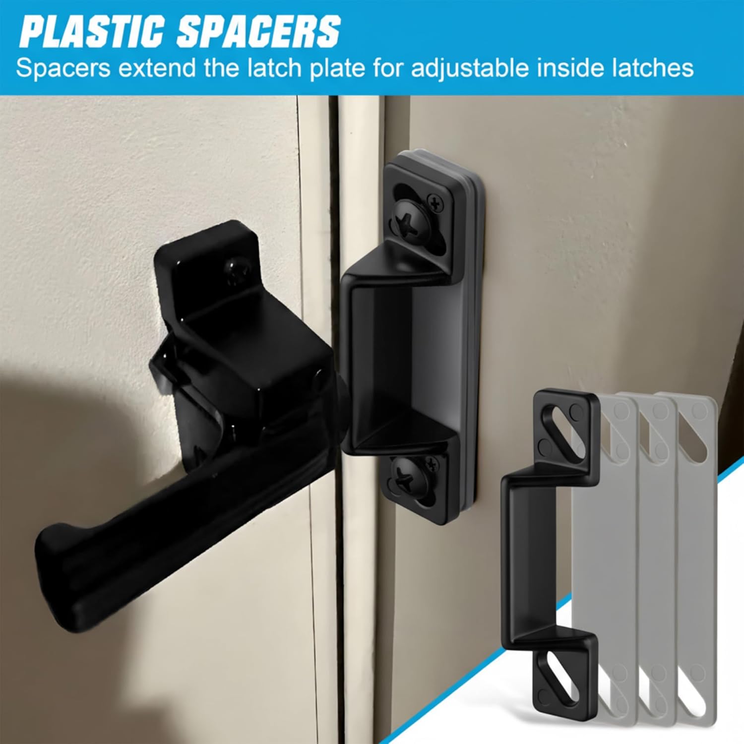 Screen Door Latch Replacement Kit Compatible with Prime-Line K 5148 1-11/16 in. Zinc Diecast Constructed Strike Plate Assortment for Storm and Screen Door Hardware(6,Black) - Image 5