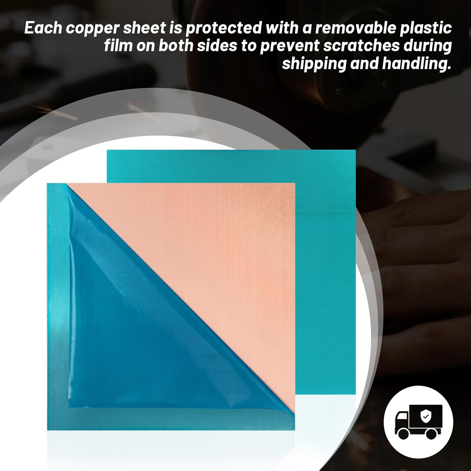 2 Pcs 99.9%+ Pure Copper Sheet, 6" x 6", 28 Gauge Thickness Copper Plates, 153 x 153 x 0.3mm, No Scratches, Film Attached - Image 4