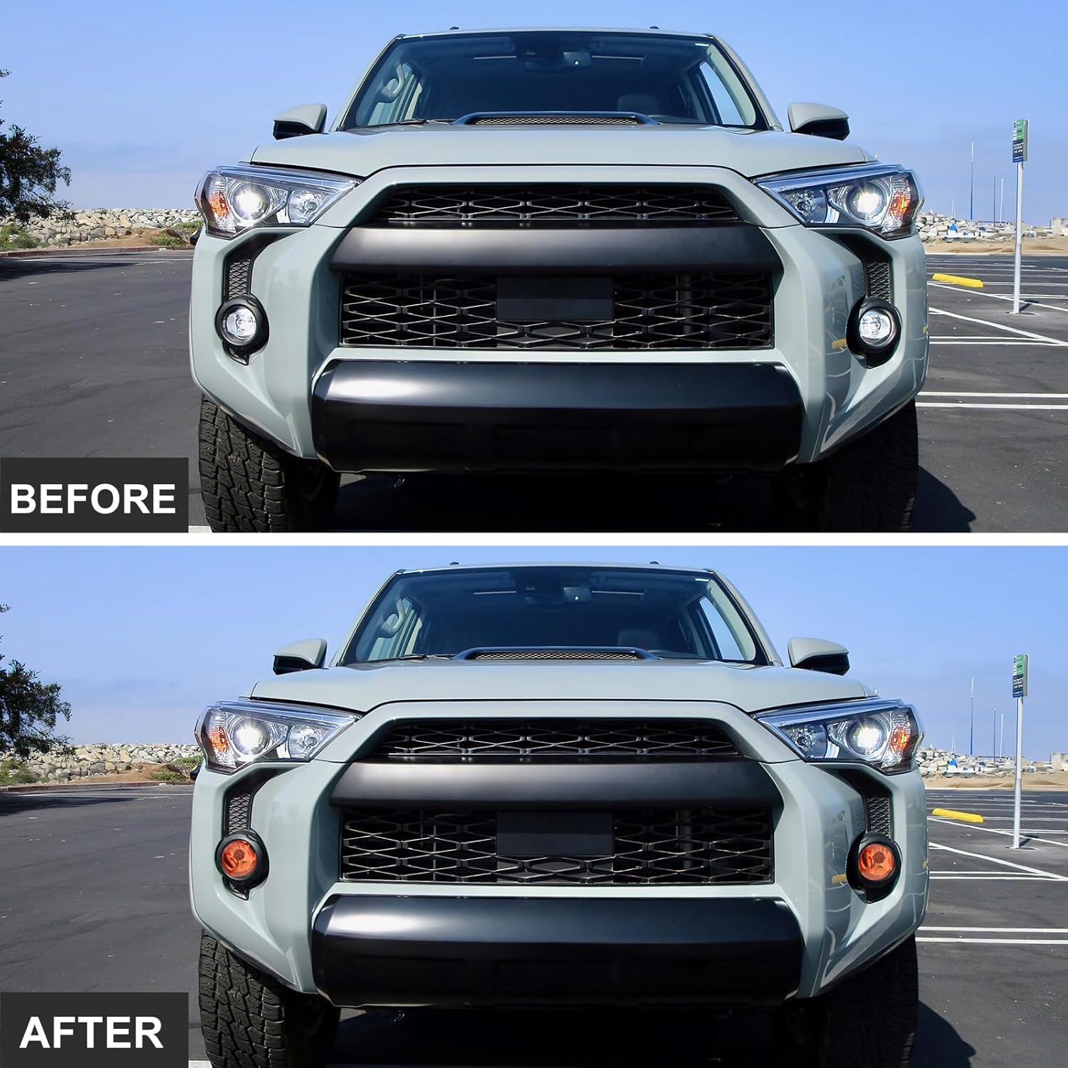 Car Front Fog Light Color-changing Film for 2014-2024 Toyota 4Runner Accessories TPU Tint Film Color Sticker - Amber (4 PCS) - Image 4