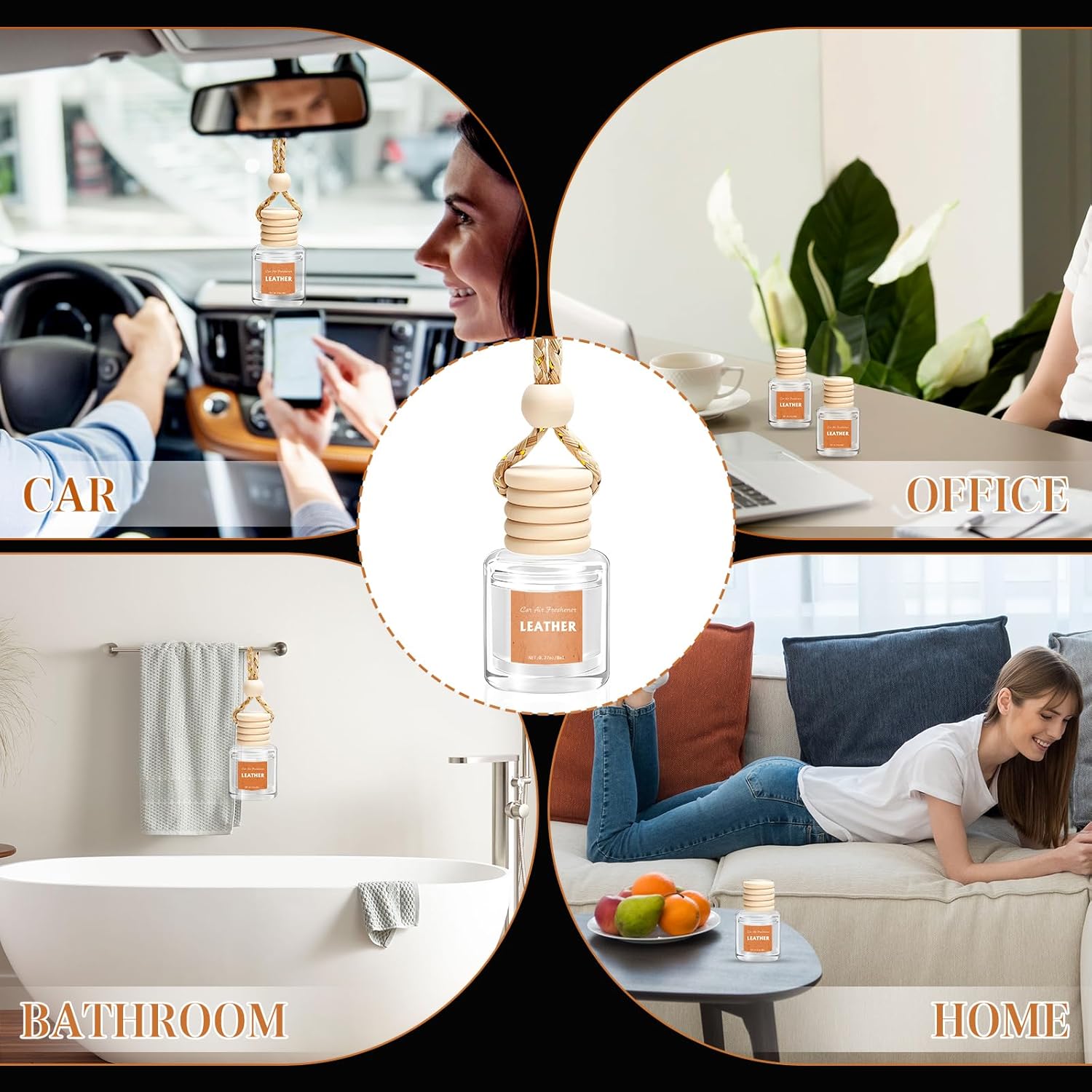 AROIC Hanging Car Air Freshener - 6 Pack Luxury Leather Scent Air Freshener Set, Long-Lasting Natural Essential Oil Fragrance Diffuser Eliminates Odors,Ideal Business Gift for Car Accessories Unisex - Image 7