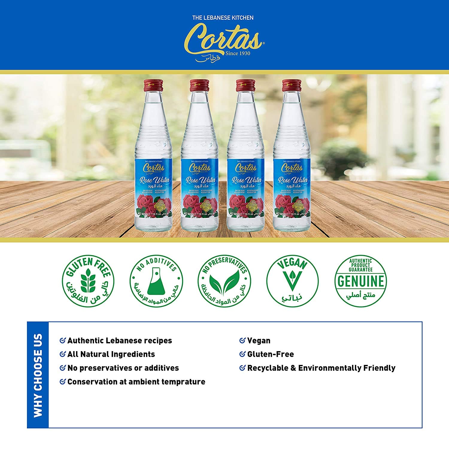 Cortas Premium Rose Water 10 oz - Pack 2 - Image 4