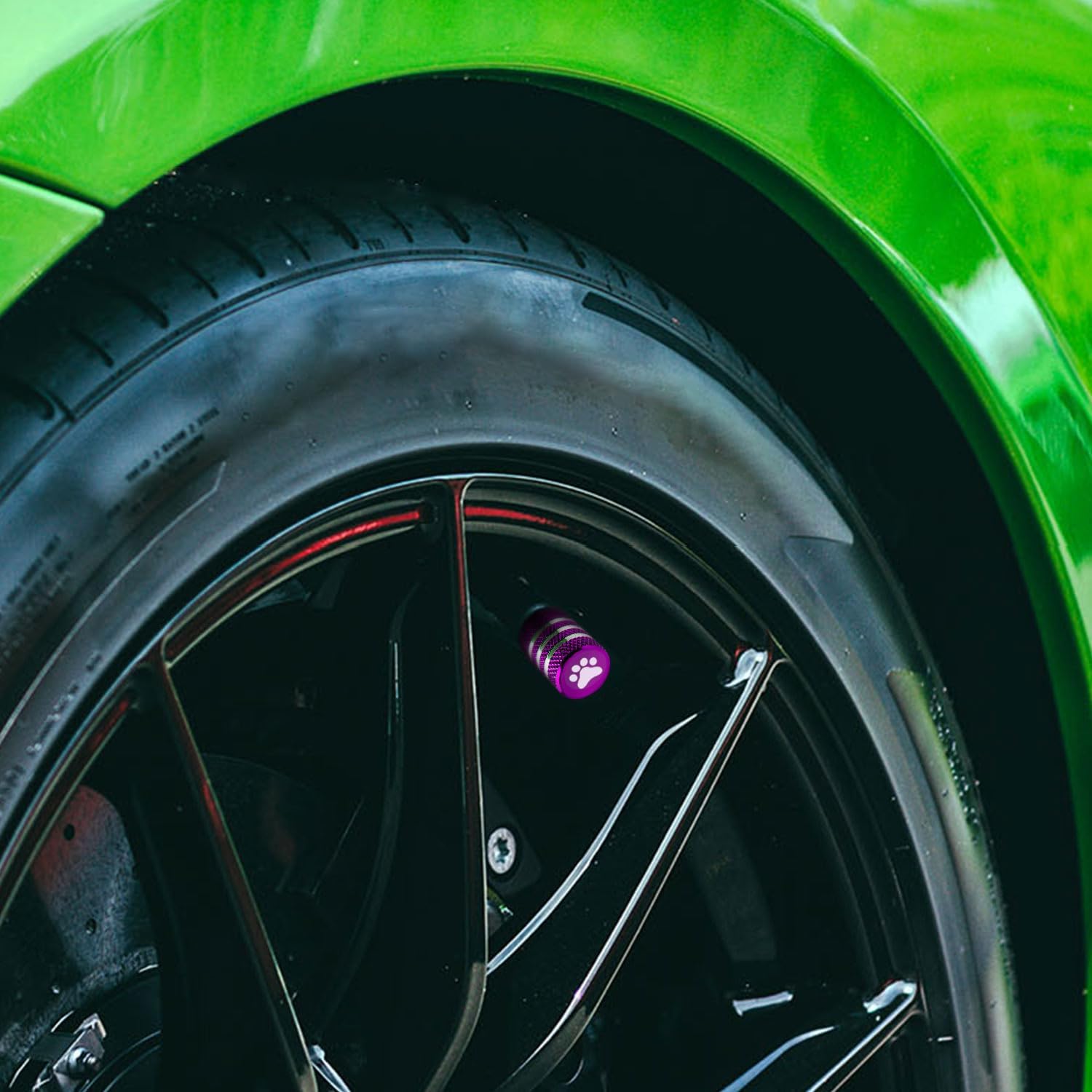 Tire Valve Stem Caps Cover - (5 Pack) Tire Air Caps Metal with Plastic Liner Corrosion Resistant Leak-Proof Dog Paw Print for Car Truck Motorcycle Bike Purple - Image 6