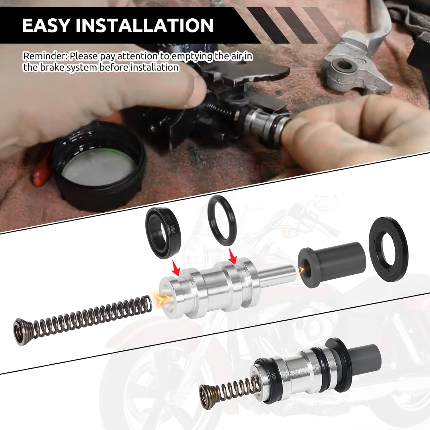 Front Master Cylinder Rebuild Kit 11/16" Bore for Harley-Davidson Dual Disc Models 45072-96 Brake Master Cylinder Rebuild Kit - Image 3