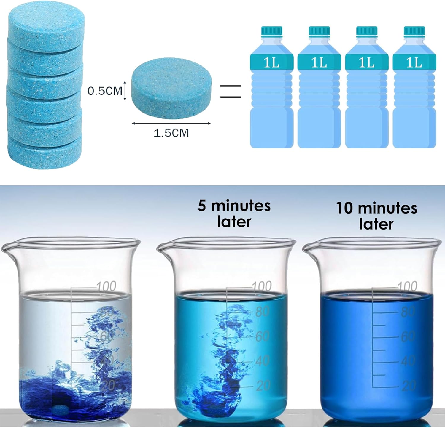 200 PCS-Car Windshield Washer Tablets, Glass Cleaner, Concentrated Effervescent Tablets, Solid Windshield Effervescent Wiper Tablet for Car Window Glass Cleaning (S) - Image 2