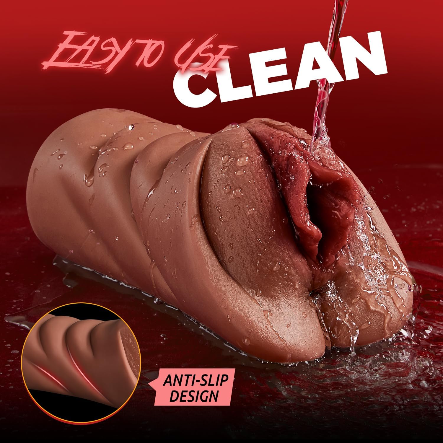 Realistic Pocket Pussy Male Masturbator, Thick Labia Pussy Masturbators Sex Toy with 5D Deep Vagina and Tight Anus, Lifelike Blowjob Male Stroker Adult Sex Toys for Men Masturbation (Brown) - Image 6