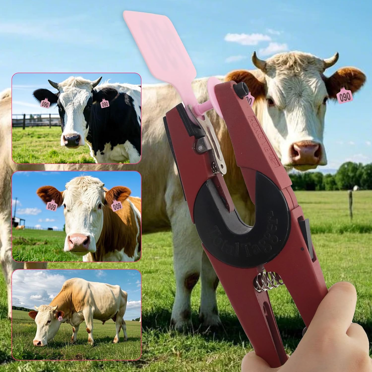 Cattle Ear Tags 001-100 Number Plastic Livestock Animal Tag for Cows Ear Tag Applicator Kit (Pink) - Image 6