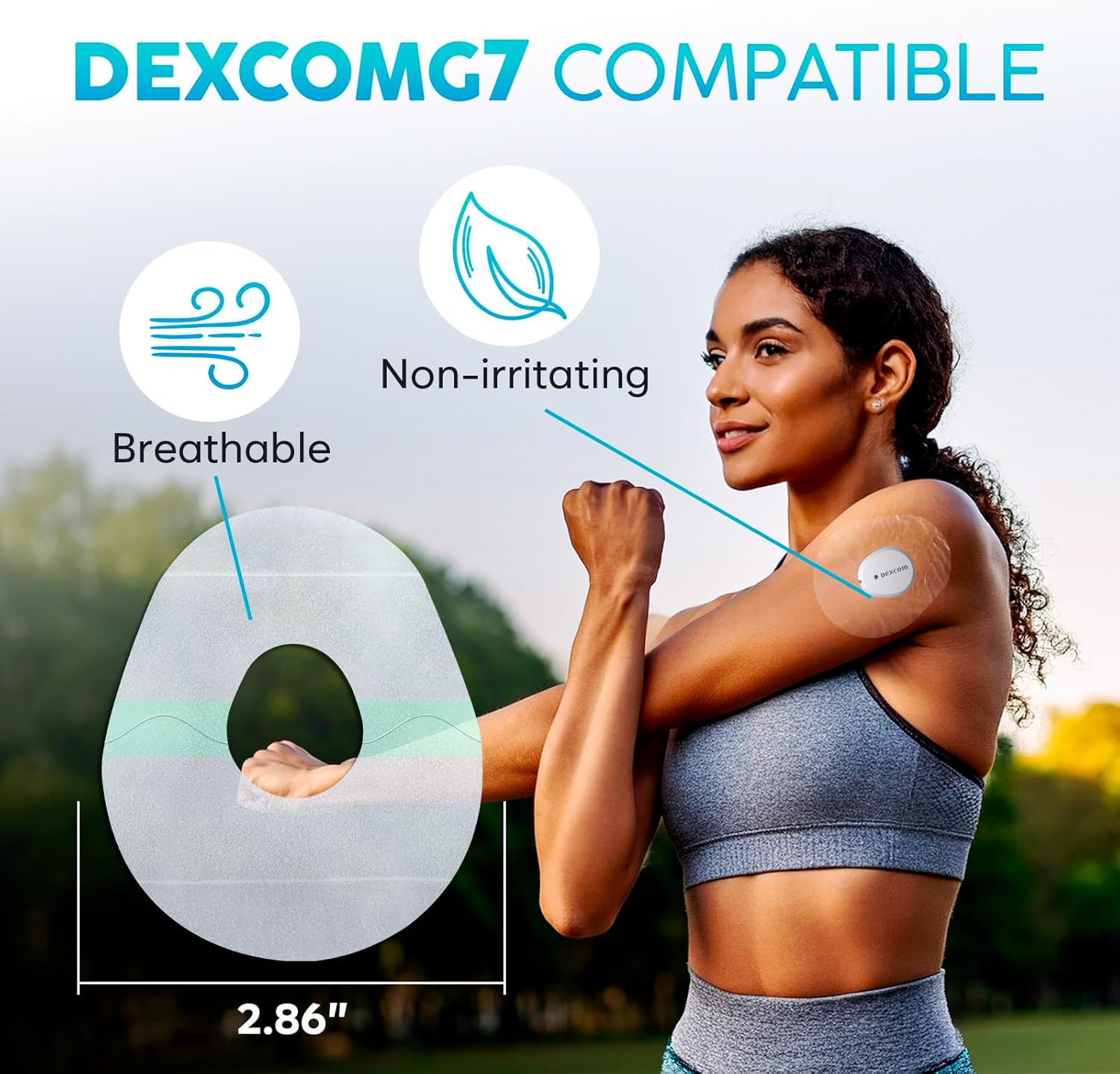 Adamson G7 Patches – 20 x Adhesive Patches for Dexcom G7 Waterproof, Transparent, Long-Lasting, No Glue on Center, Non-Irritating, Easy to Apply and Remove – Ideal for Sports, Swimming, and Daily Use - Image 2
