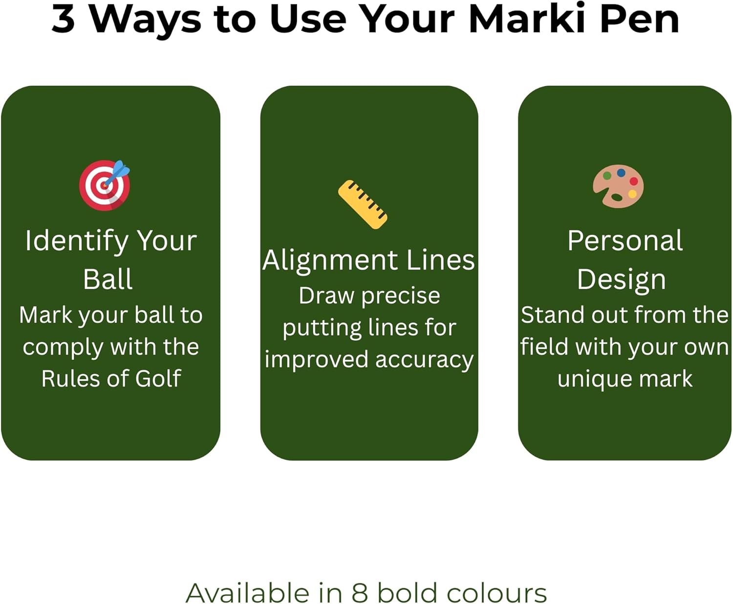 Marki Permanent Golf Ball Marker Pen – Fine Tip, Wear & Water Resistant Ink | Designed for Golf | Available in 8 Bold Colours | Single Pen - Image 7