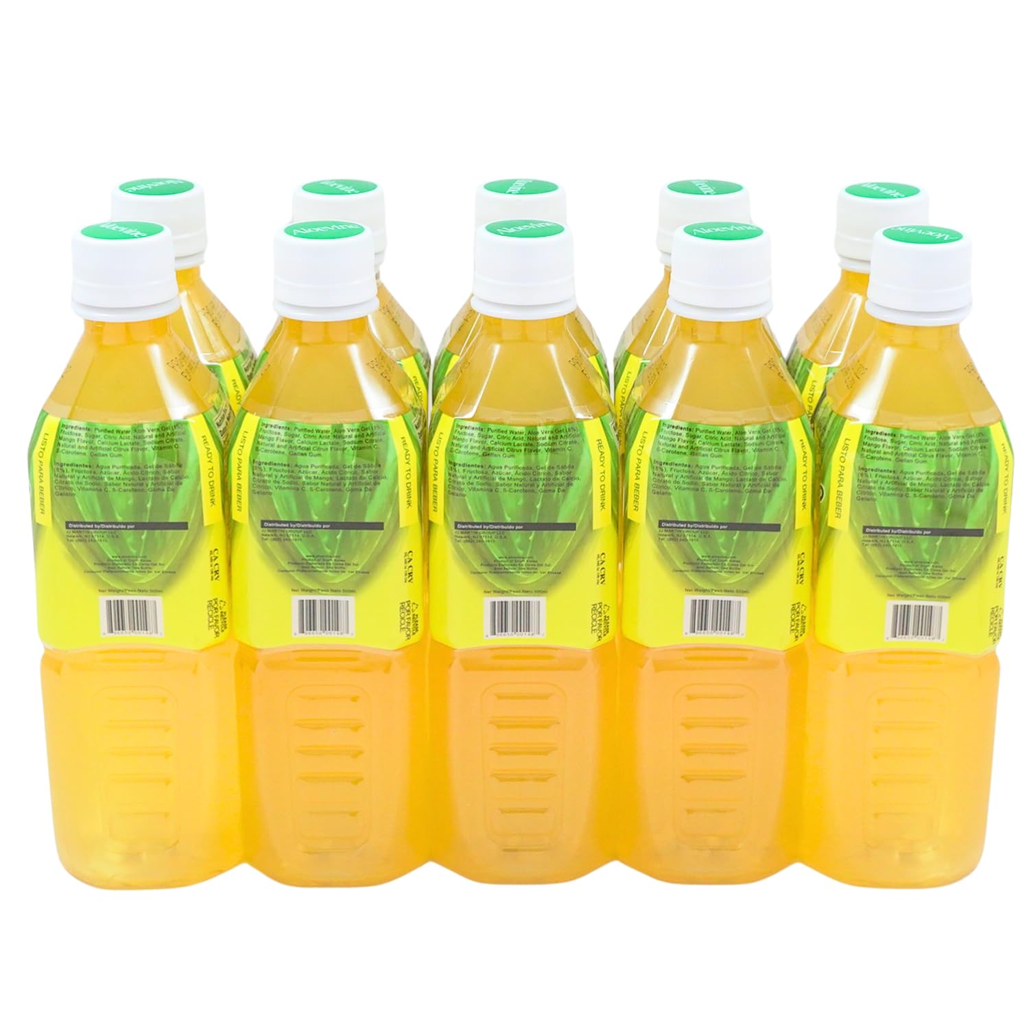 Aloevine Aloe Vera Drink Mango healthy juice pure with chunks of aloe l 16.9 oz. 10 pack l plant based Vegetable Korean drinks - Image 4