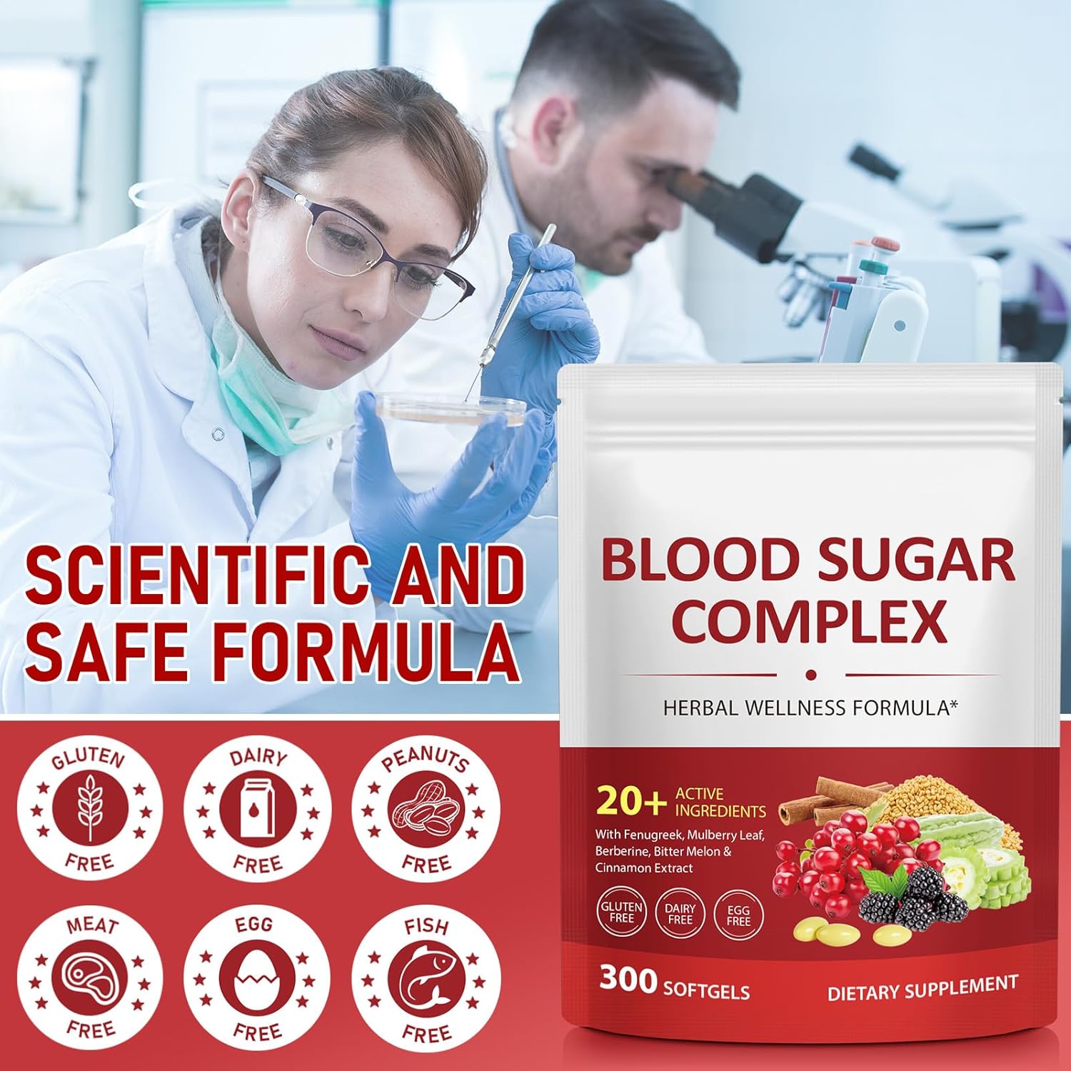 300 Softgels Blood Sugar Complex Supplement | 20+ Active Herbs-Berberine, Cinnamon, Bitter Melon, Mulberry Leaf, Fenugreek, Vitamins for Energy Level, Vitality Support | Clean Formula - Image 7