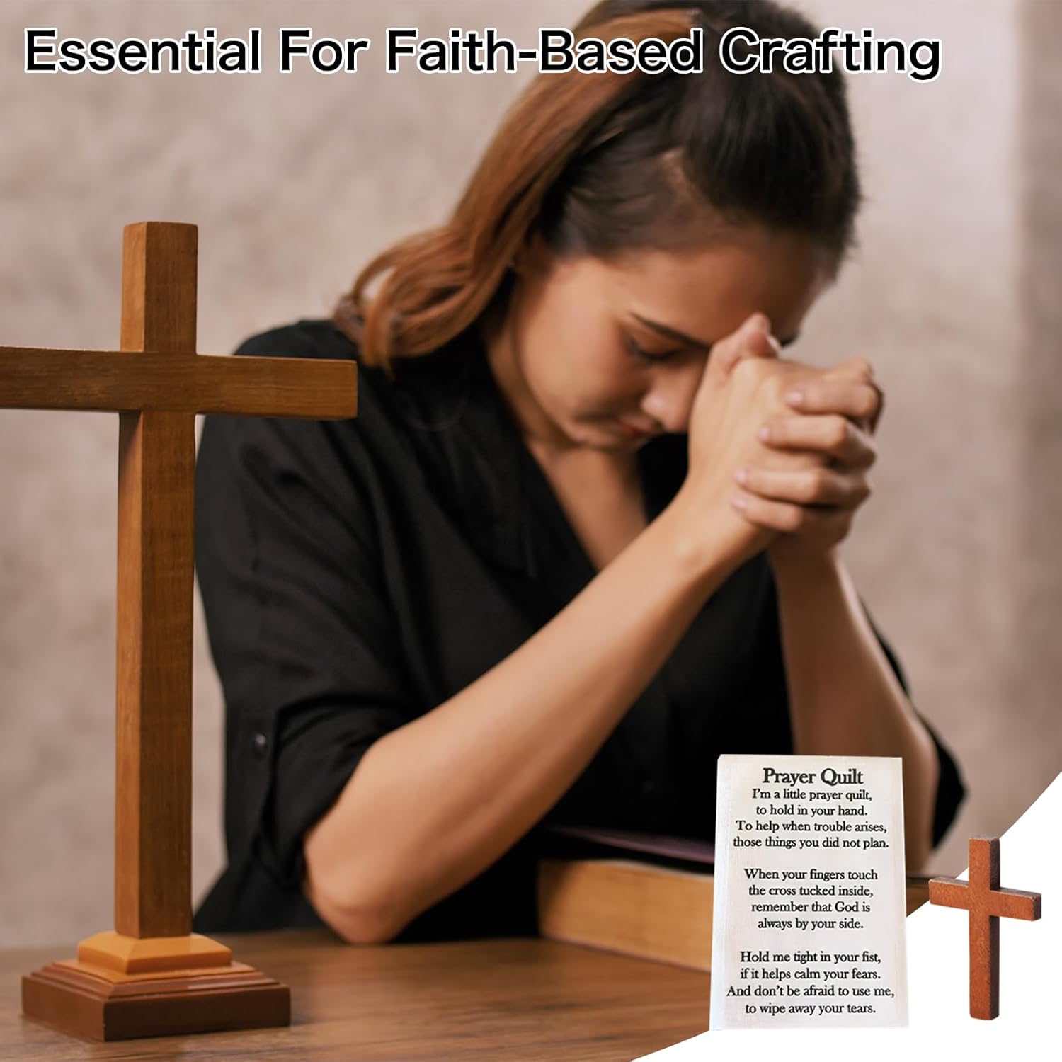 Prayer Quilt with Cross Inside - Pre-Cut Fabric Panel for Pocket Prayer Quilts, Inspirational Christian Sewing Panel for Crafts, Religious Gifts for Friends & Family(10PCS) - Image 3