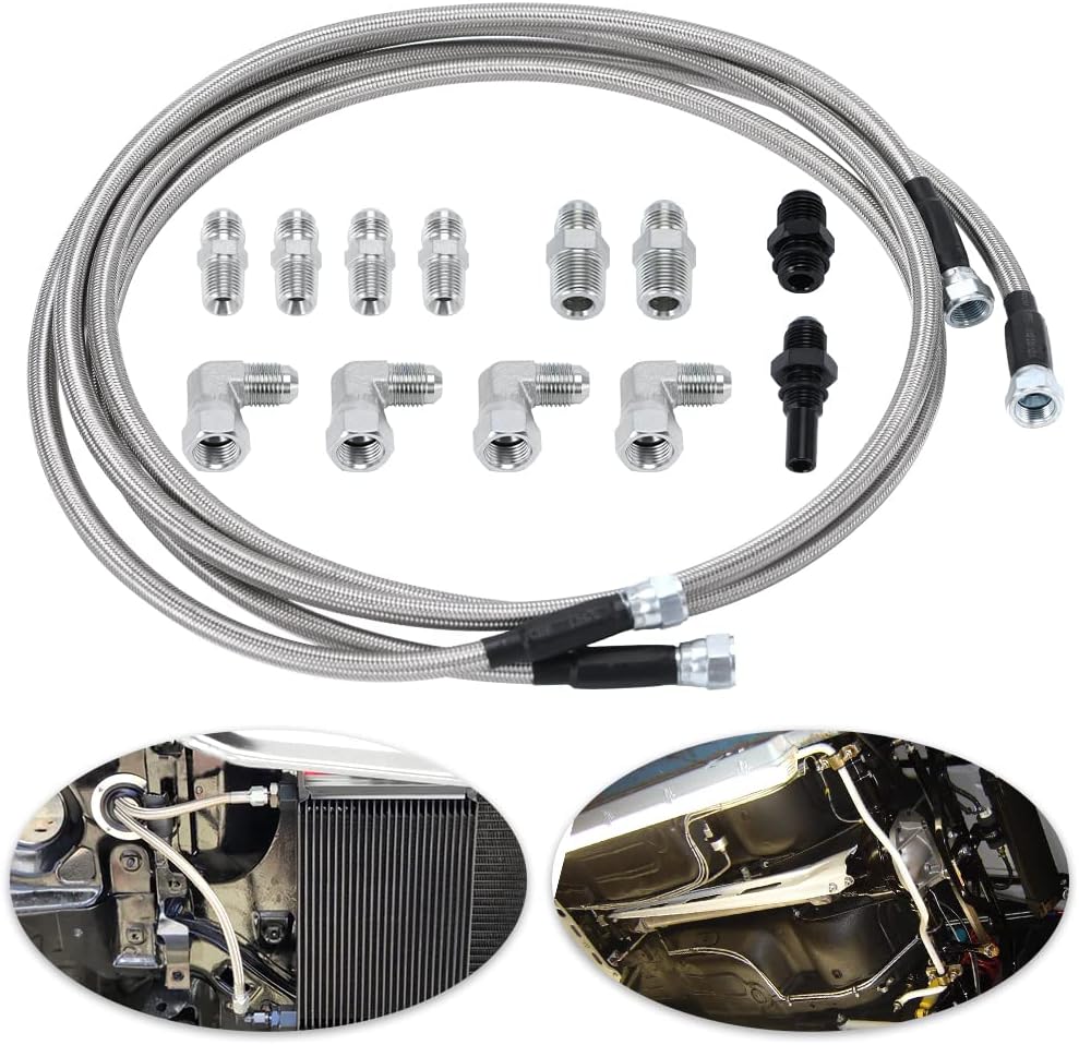 6AN 70" Transmission Fluid Oil Cooler Hose Line kit for GM Chevy Transmission 4L80E TH350 TH400 4L60E 700R4 200-4R TR6060 Ford AOD 4R100 4R70W and C5 Stainless Steel Braided PTFE Hose - Image 7