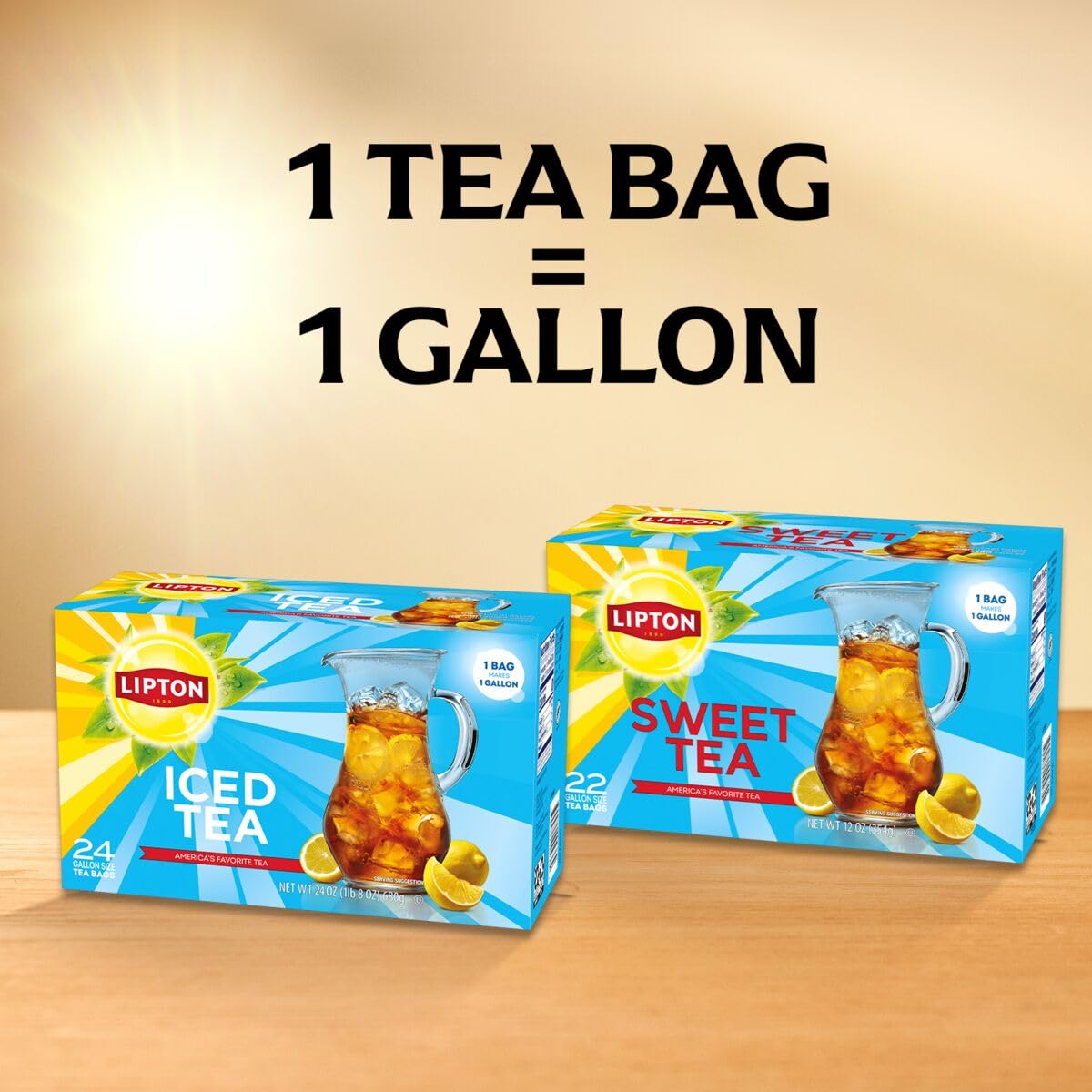 Lipton Southern Sweet Black Tea Bags Gallon Size 22-Count Zero Calories Rainforest Alliance Certified Iced Tea for Hot Brew Cold Drink Family Size Bulk Tea Beverage - Image 11