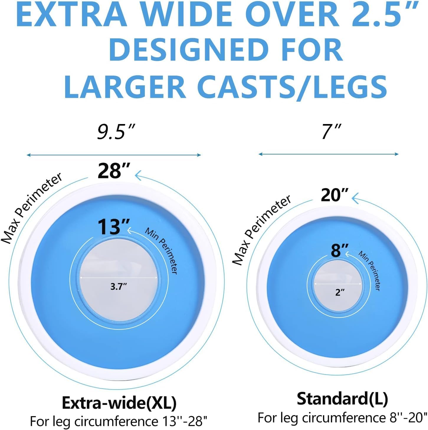YUNCHI Waterproof Cast Cover for Shower, Extra Wide Leg & Foot Protector for Adults, XL Size, Fits Calf 13 to 28 Inches - Image 4