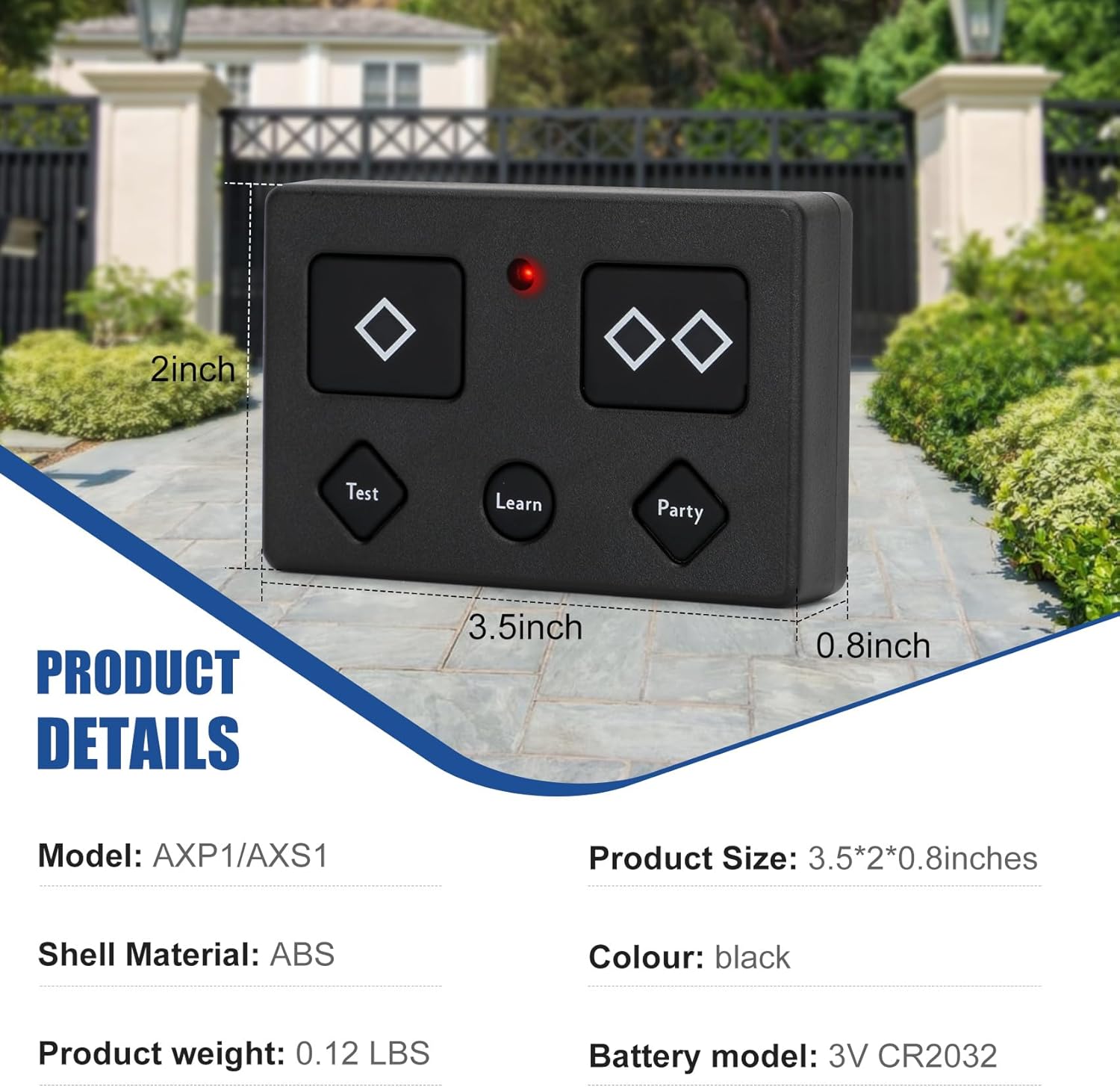 1 for AXP1/AXS1 Ghost Controls Gate Opener Remote, 5-Button Premium Remote Transmitter, Compatible with Ghost Controls Single/Dual Automatic Gate Openers Systems - Image 5