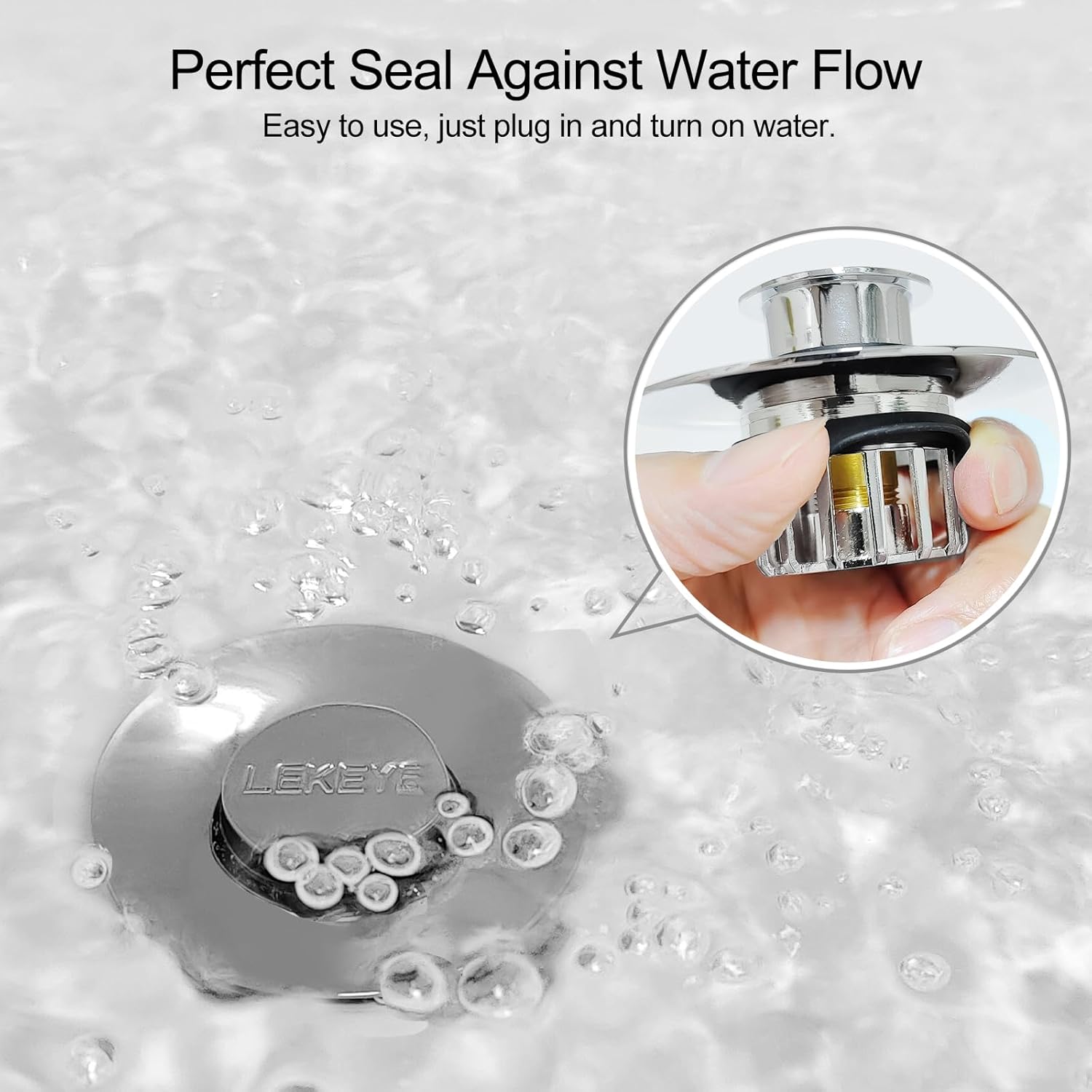 LEKEYE Tub Stopper | Shower Drain Hair Catcher | Pop-up Drain Stopper with Strainer | Bathroom Bathtub Plug | Drain Protector for 1-1/2 to 1-3/4" Bath Drain Hole - Image 6