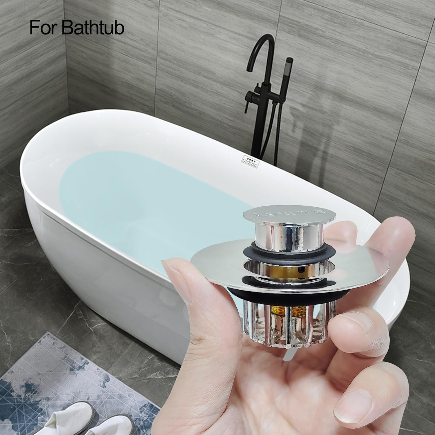 LEKEYE Tub Stopper | Shower Drain Hair Catcher | Pop-up Drain Stopper with Strainer | Bathroom Bathtub Plug | Drain Protector for 1-1/2 to 1-3/4" Bath Drain Hole - Image 4