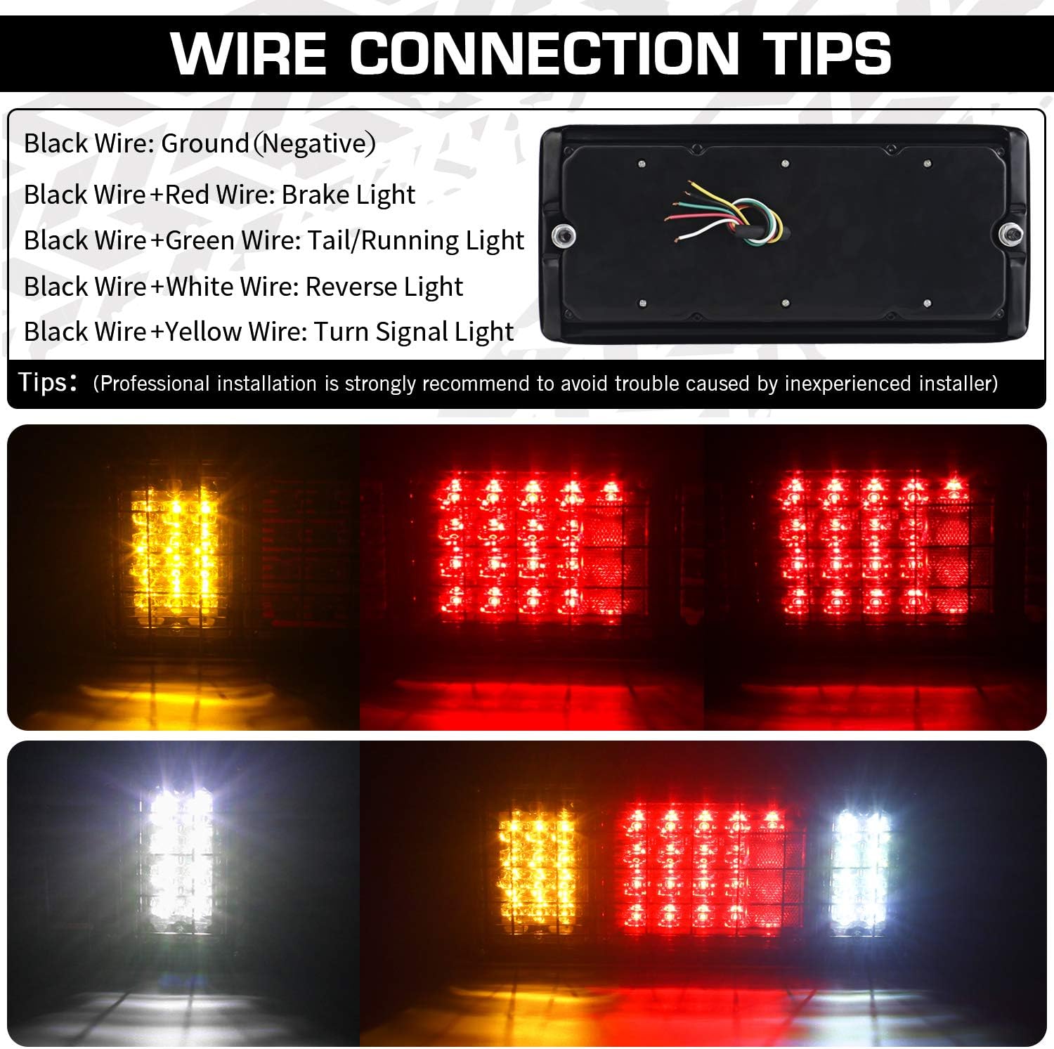 LINKITOM 40 LED Truck Tail Light Bar, Super Bright Turn Signal Brake Reverse Tail Light with Iron Net Protection for 10-30 Volt Truck Boat Snowmobile Trailer Pickup RV Camper UTV UTE Vans - Image 2