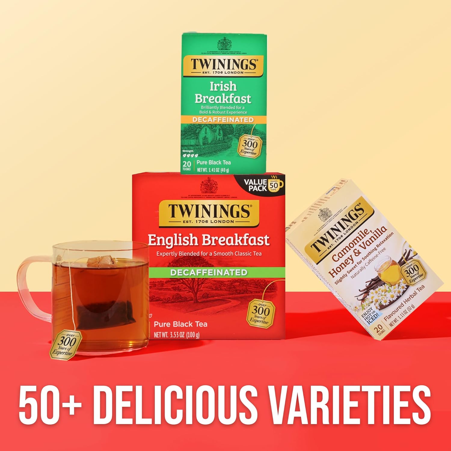 Twinings Decaffeinated Irish Breakfast Black Tea Individually Wrapped Bags, 20 Count (Pack of 6), Flavourful, Robust, Enjoy Hot or Iced, 120 Teabags - Image 6