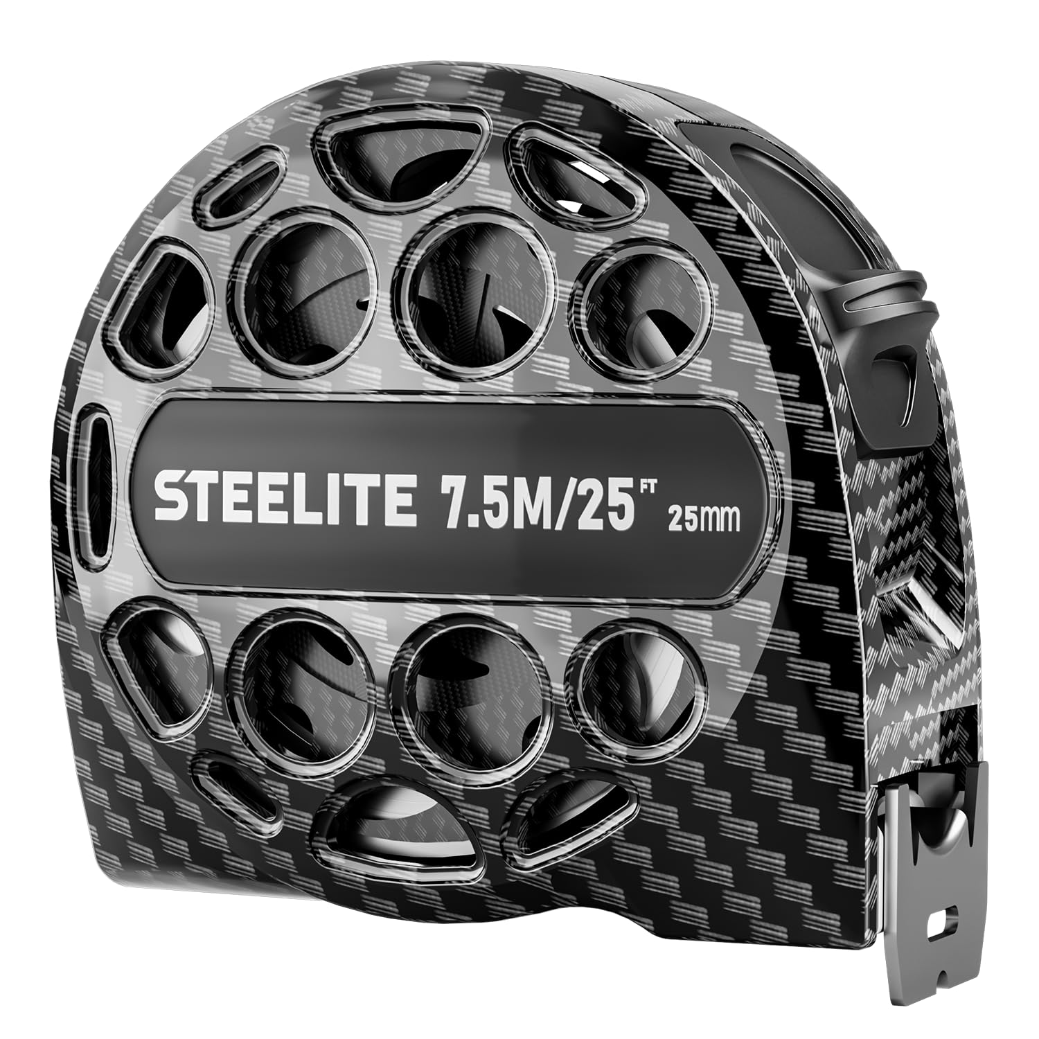 STEELITE Tape Measure 25'FT Stainless Steel Waterproof & Rustproof Retractable Measuring Tape with Hollow Design Carbon Fiber