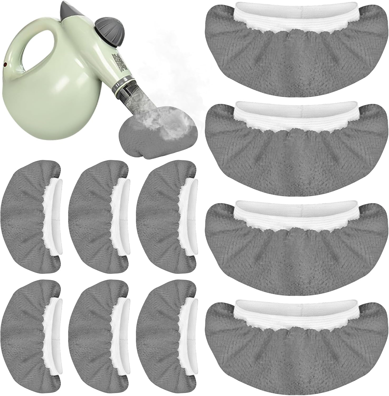 10 Pack Microfiber Cloth for Handheld Steam Shot, Steam Cleaner Accessories, Reusable Washable Steam Mop Pads Compatible with Most of Handheld Steam Shot/Cleaners (Grey)