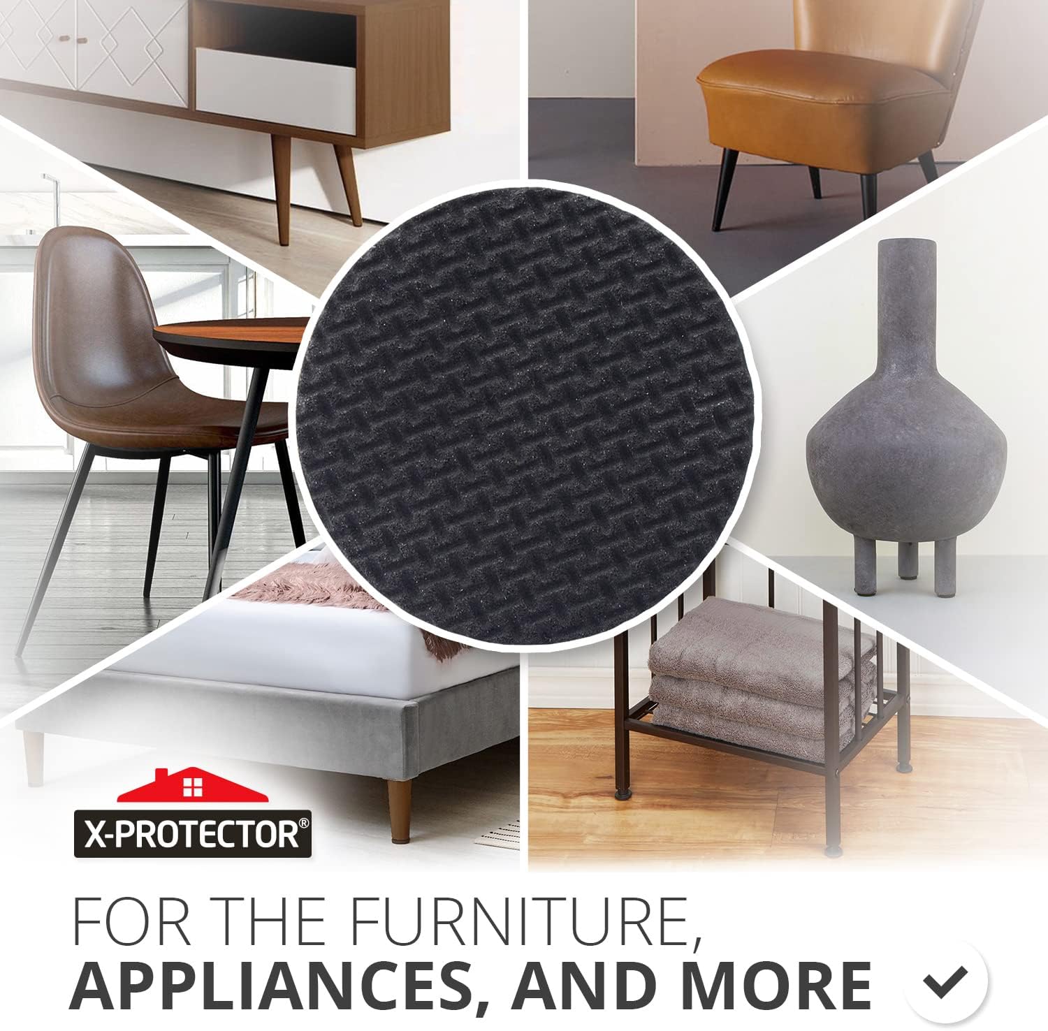 X-PROTECTOR Non Slip Furniture Pads - 8 pcs Premium Furniture Grippers 2"! Self-Adhesive Rubber Feet Furniture Feet - Ideal Non Skid Furniture Pad Floor Protectors - Keep Furniture in Place! - Image 2