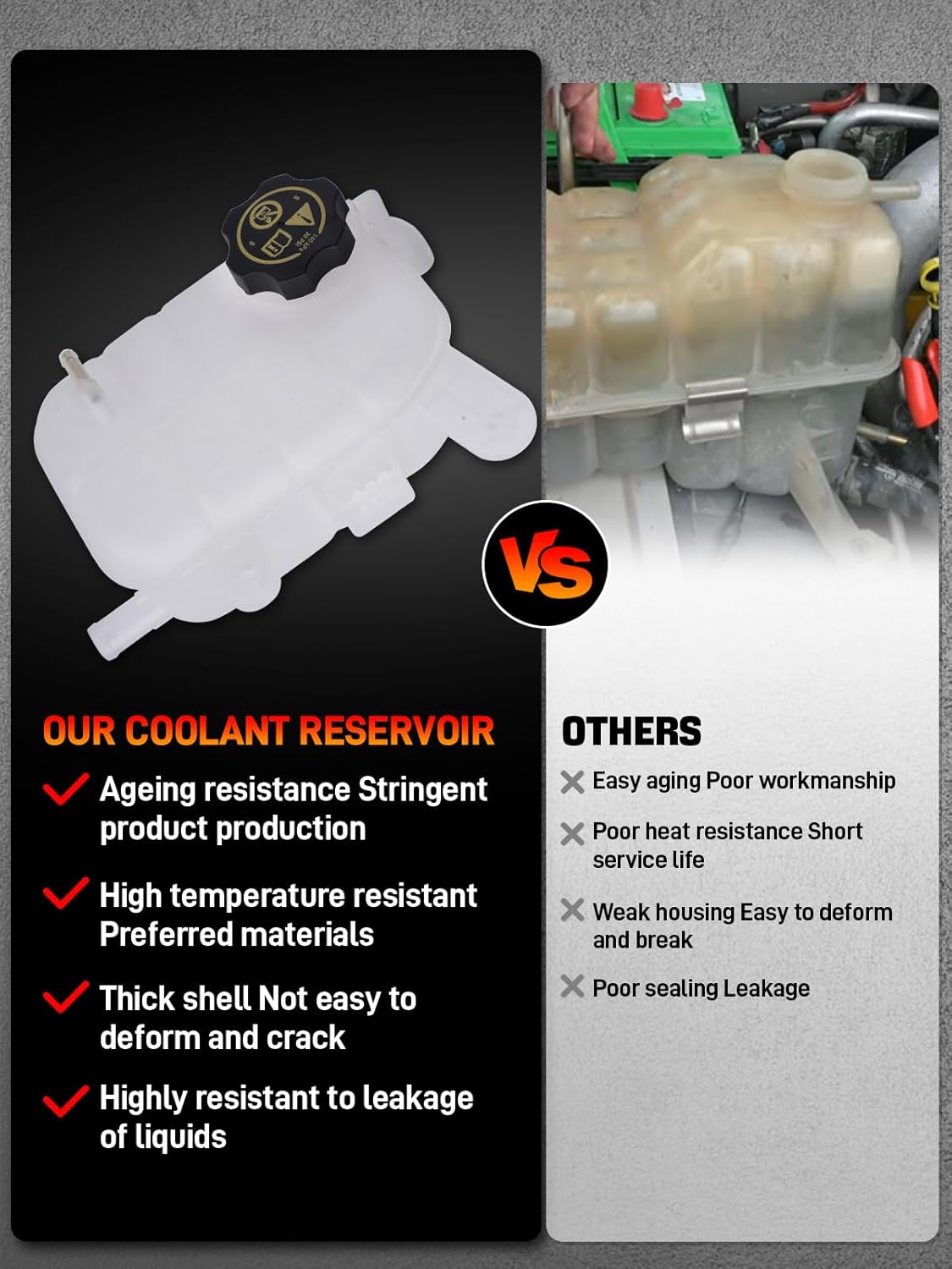 603-955 Engine Coolant Reservoir Tank with Cap, Radiator Overflow Tank Compatible with Buick Encore 1.4L, Chevy Trax 1.4L 1.8L Replaces# 95269001, 95201979 - Image 6