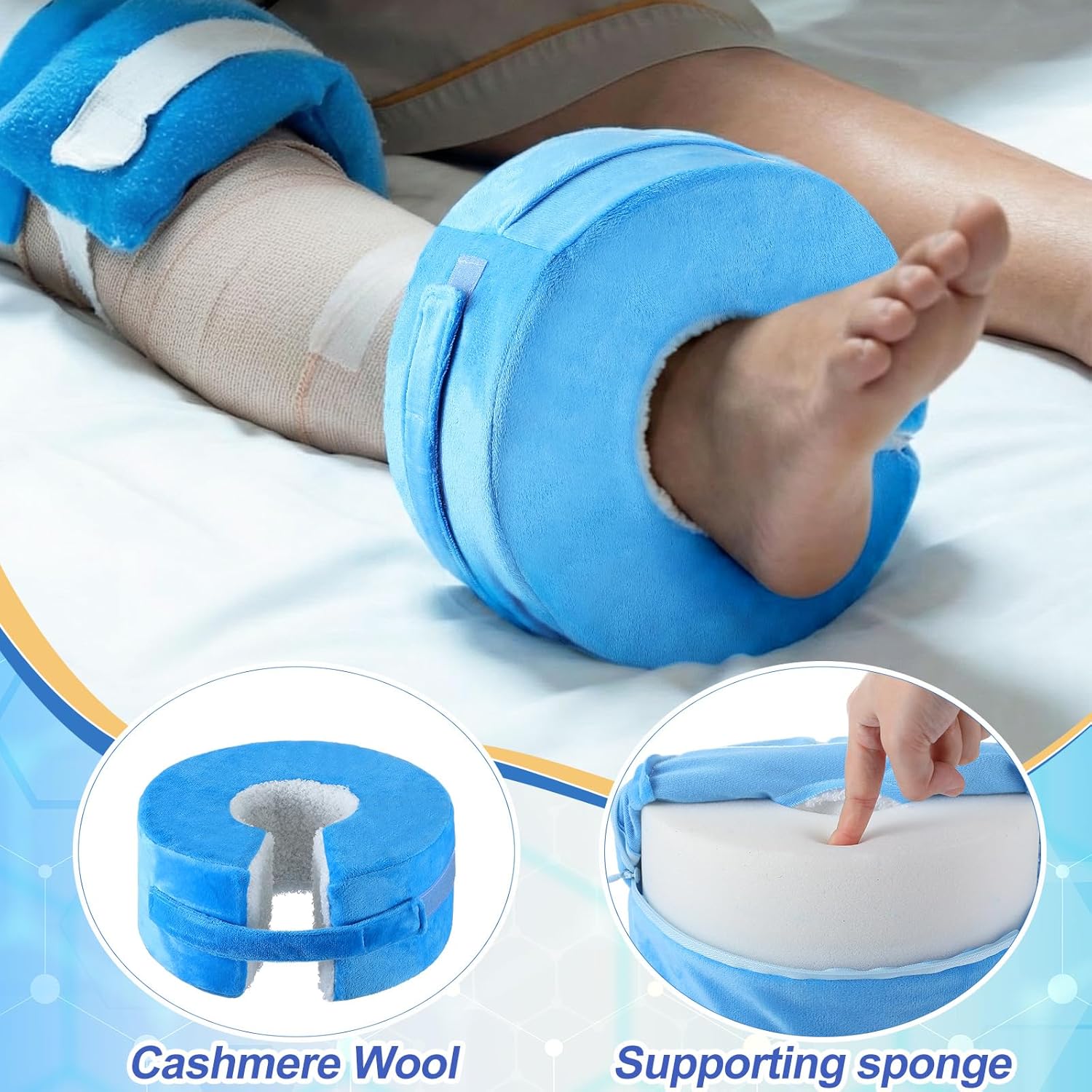 Soulchen 2 Pack Heel Protector for Pressure Sores Fleece Foot Elevation Pillow Adjustable Wedge Ankle Protector Cushion for Bed Sores Foot Ankle Pillow for Sleeping Ulcer Elevated Foam - Image 6