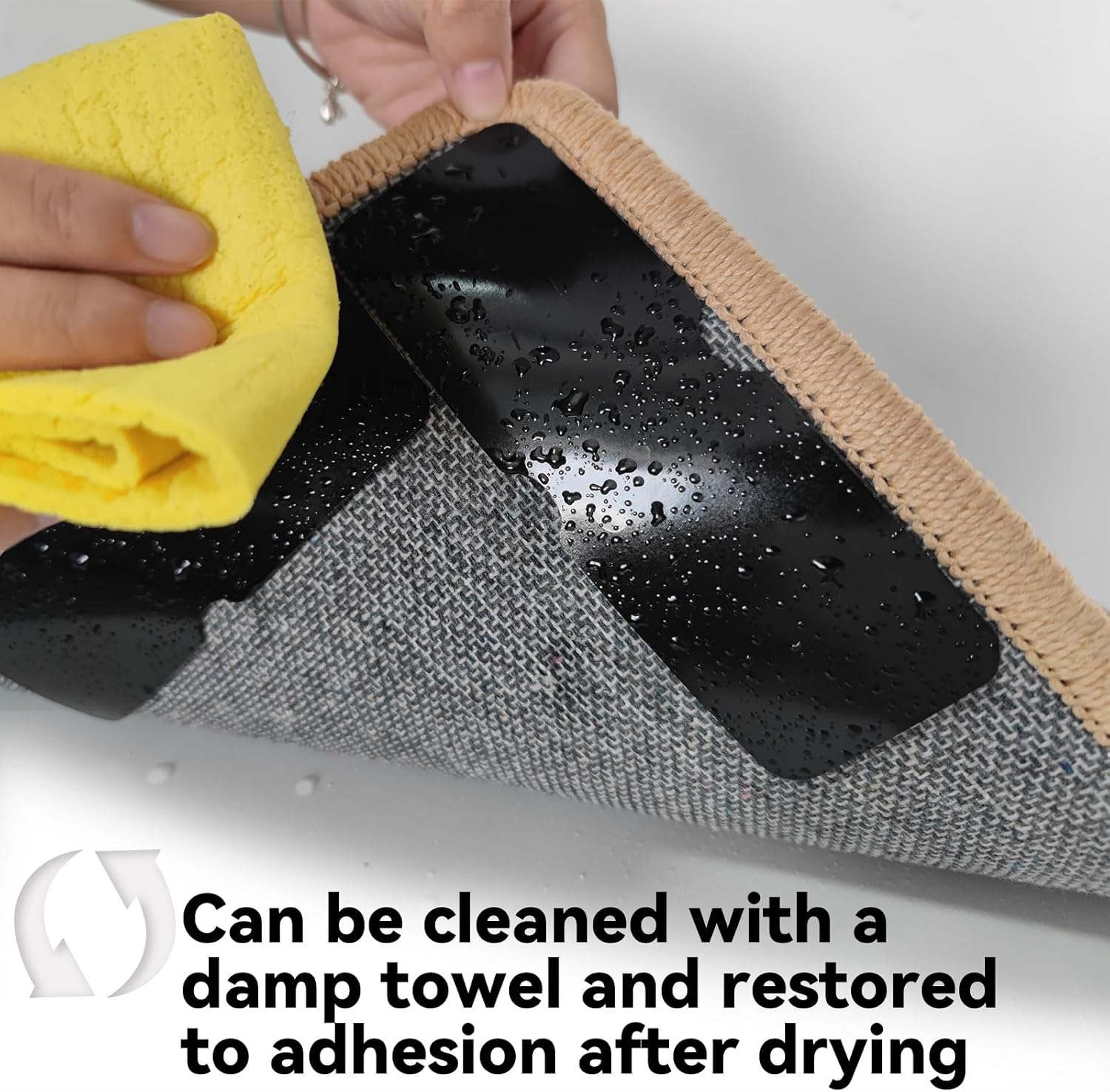 Rug Non Slip Grippers, Reusable Rug Tape, No Damaging for Hardwood Floors and Tiles, Carpet Grippers Stickers Pads for Area Rugs Corners Flat, 4Pcs - Image 5