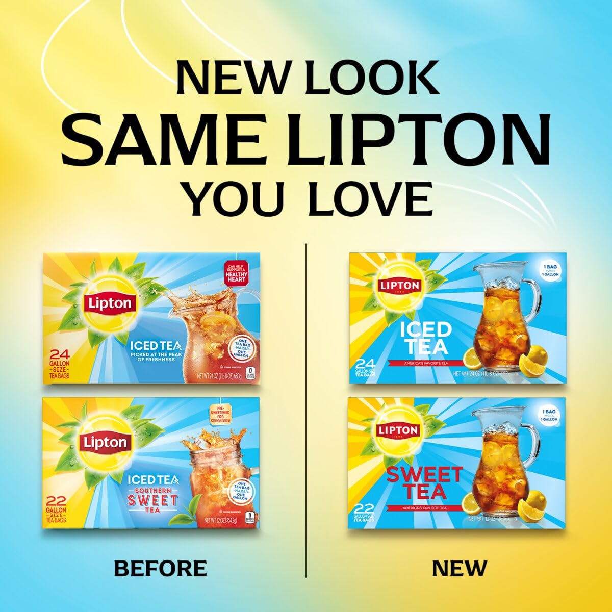 Lipton Southern Sweet Black Tea Bags Gallon Size 22-Count Zero Calories Rainforest Alliance Certified Iced Tea for Hot Brew Cold Drink Family Size Bulk Tea Beverage - Image 3