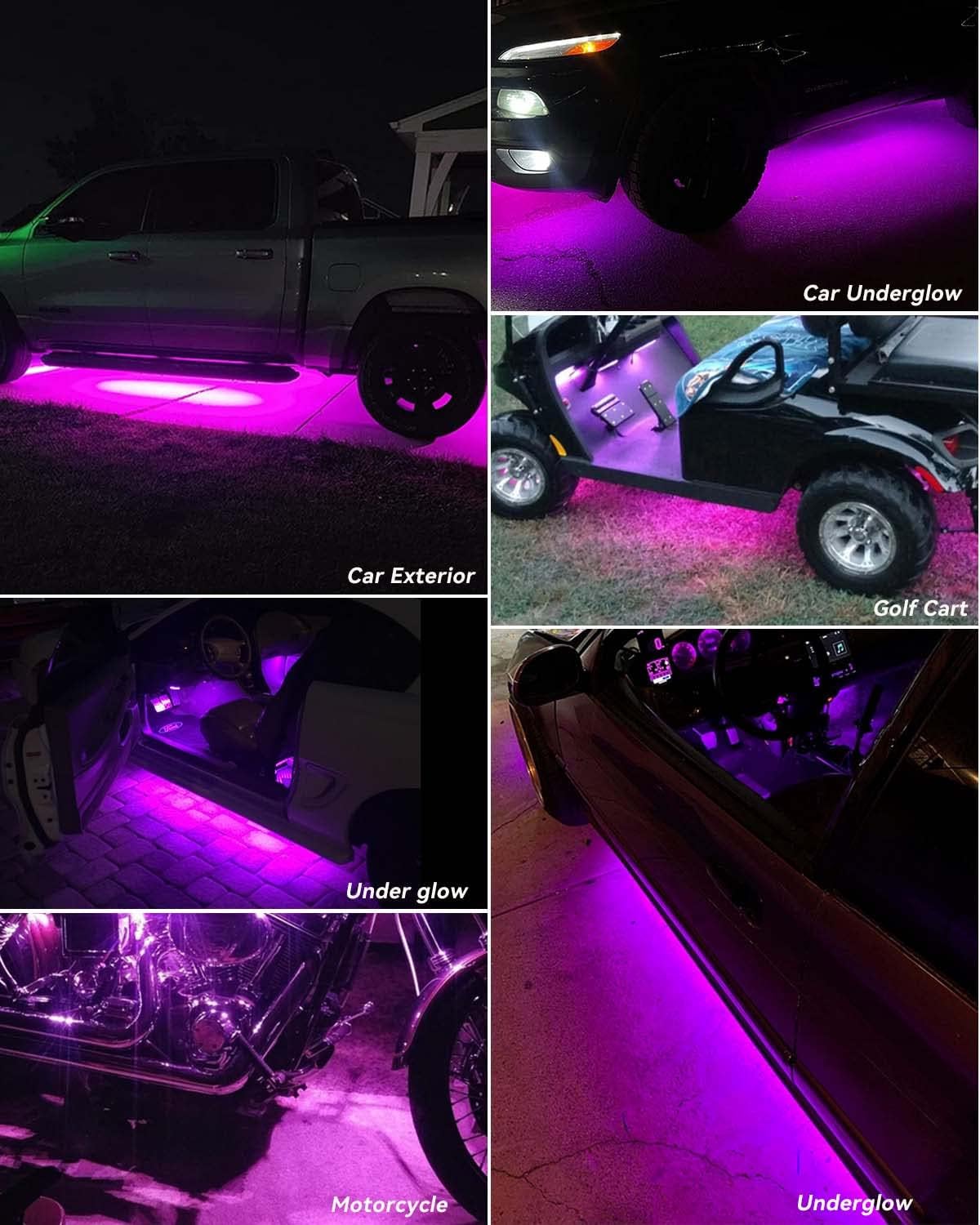 Car Led Strip Lights 24" Connectable 12V Led Light Strip for Cars Golf Cart Boat Marine Motorcycle Interior & Exterior Waterproof Strip Pink, 4Pack - Image 4