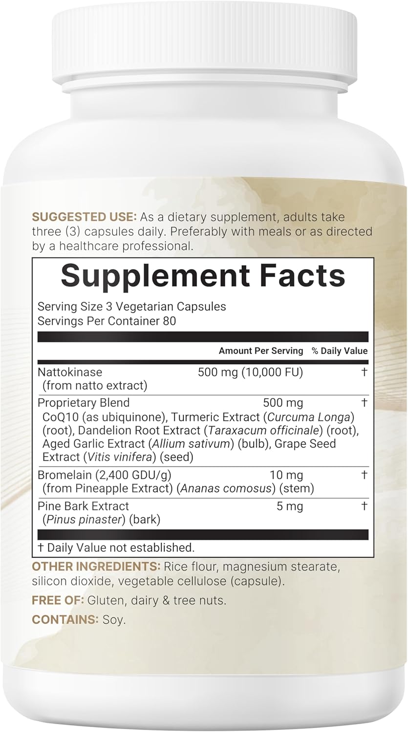 Micro Ingredients Nattokinase 10,000 FU Per Serving (Natural Natto Extract), 240 Vegetarian Capsules | with CoQ10, Turmeric, Aged Garlic & Pine Bark Extract | Non-GMO, Lab Tested, cGMP Manufactured - Image 8