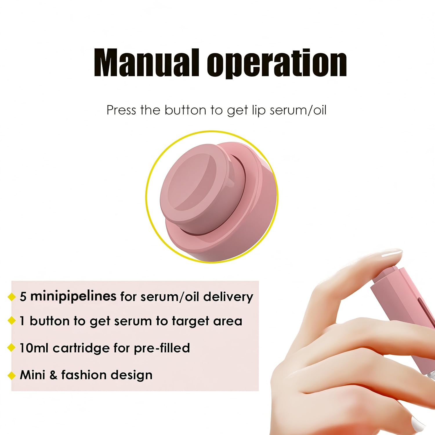 Derma Roller with Liquid Reservoir, Quick Serum Applicator for Lips, Skin, Hair, Wrinkles, Easy to Use Micro Needle Roller Without Serum, 105 Titanium Needles 0.25 mm (PINK) - Image 4