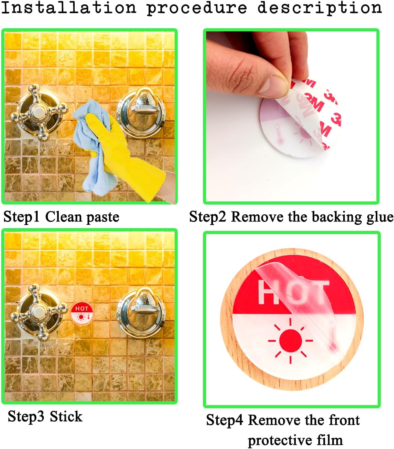 4 Pack Hot and Cold Water Stickers Self-adhesive Acrylic Cold and Hot Stickers Acrylic Sticker Label Signs for Faucets Sinks Child-friendly Hot and Cold Signs(2 Pairs) - Image 3
