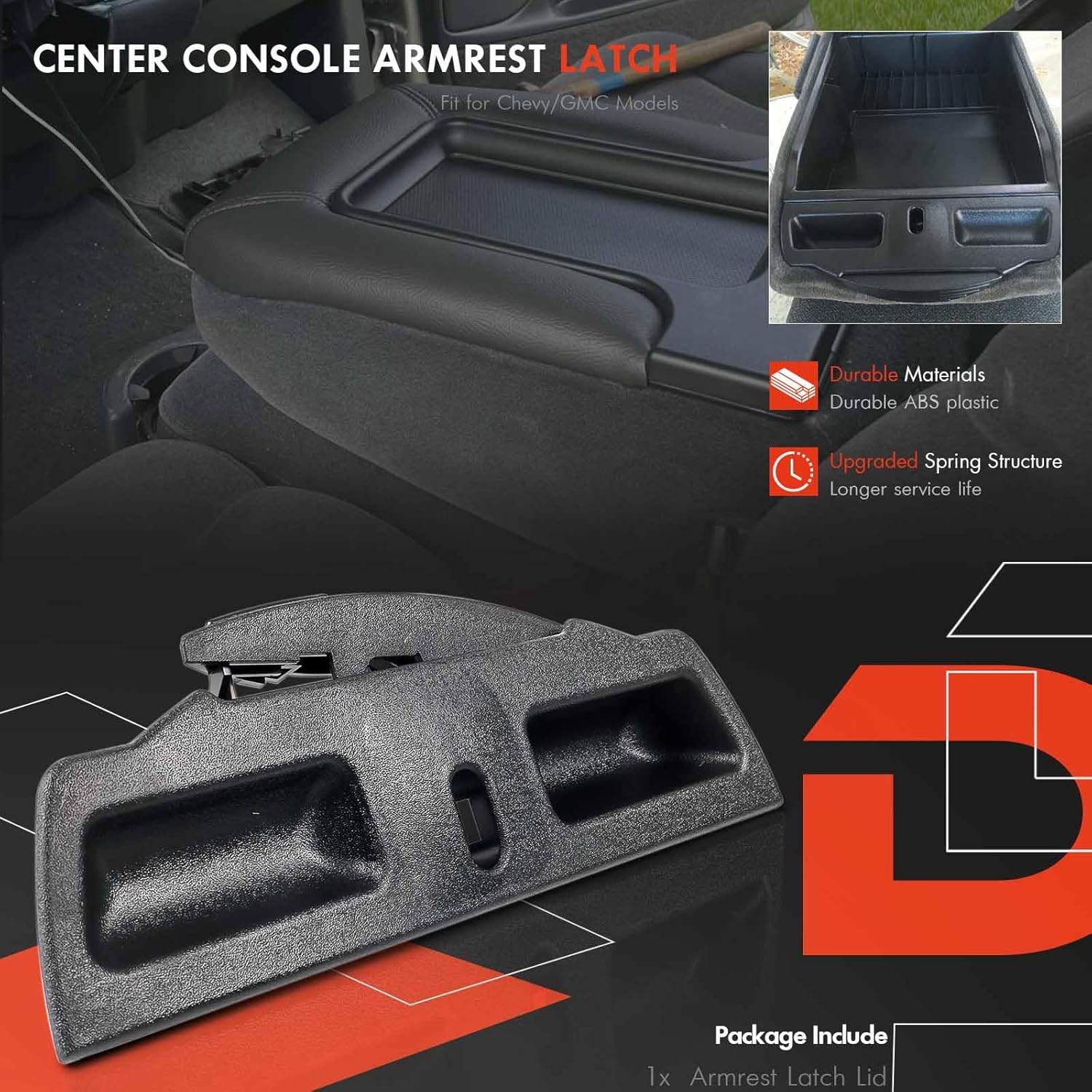 Center Console Jump Seat Armrest Lid Latch Fit for Chevy Silverado Suburban Tahoe, for GMC Sierra Yukon Avalanche 1995-2006 | Jumpseat Console Lock Assembly Replace# 11098014, 812444, 812443 - Image 7