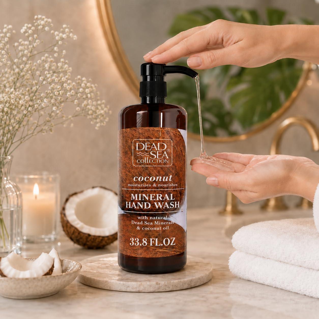 Dead Sea Collection Hand Soap Pump Coconut - Hand Wash Liquid with Dead Sea Minerals and Coconut Oil - All Skin Types Moisturizing & Nourishing - Pack of 2 (33.8 Fl Oz Each) - 67.6 Fl Oz - Image 5