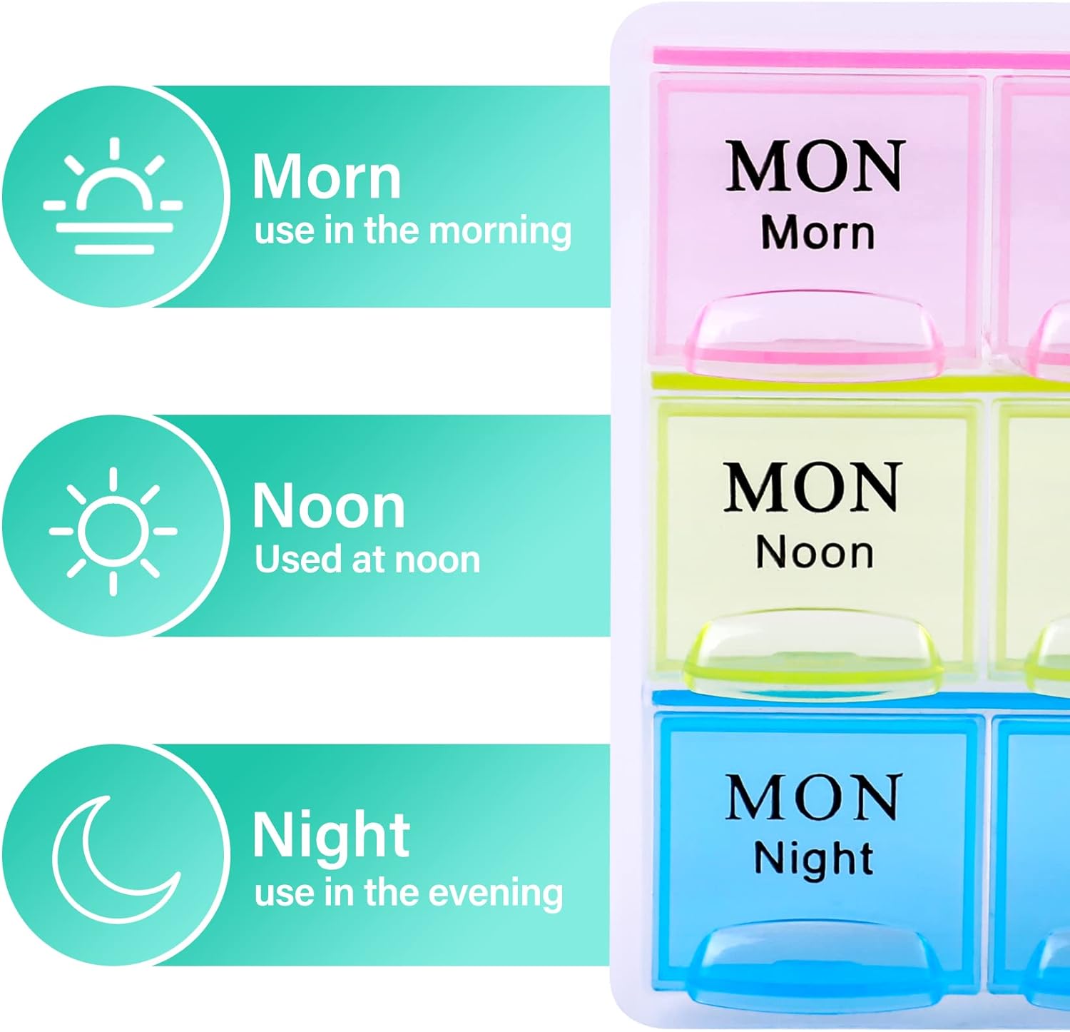 Large Weekly Pill Organizer 3 Times A Day, Moisture-Proof 7 Day Pill Box, Travel Pill Cases Portable for Pills Vitamin Fish Oil Supplements - Image 3