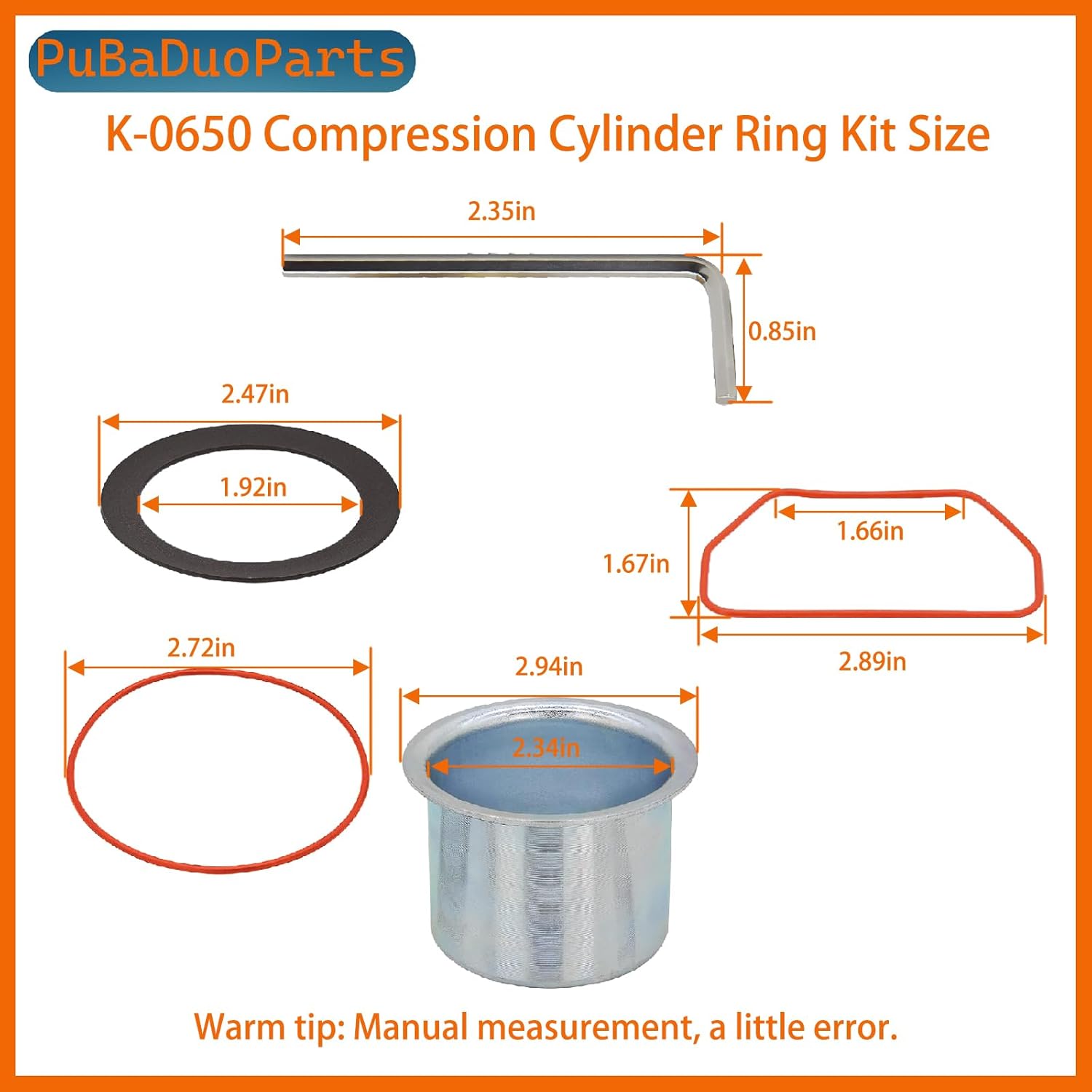 K-0650 Air Compressor Cylinder Sleeve & Compression Ring Kit Compatible with Craftsman, Porter Cable, DeVilbiss Oil-Free Compressor Cylinder, Replaces OEM K-0650, 165080, K-0058, KK-4835(2 sets) - Image 4