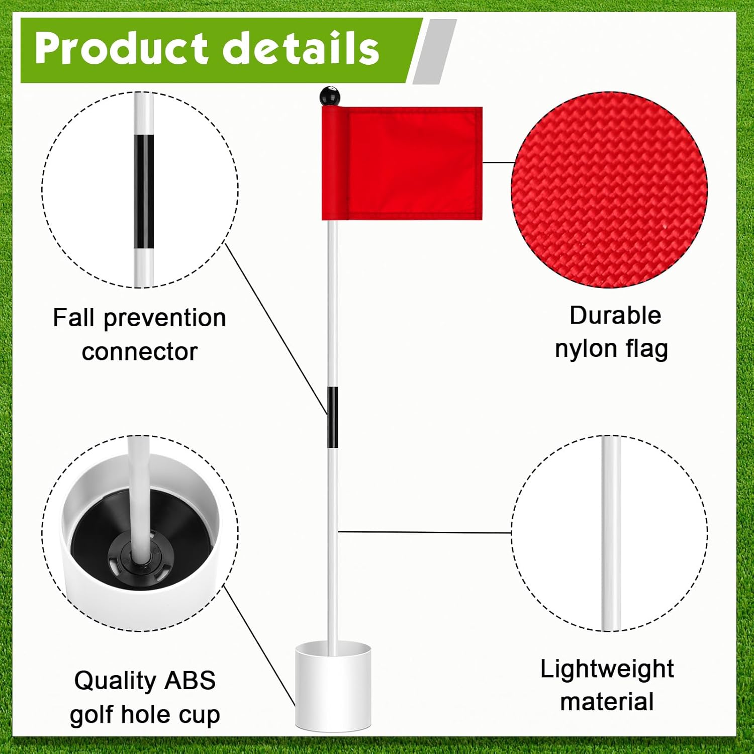 Hungdao 3 Set Golf Flagstick Mini Putting Green Flag for Yard Golf Pin Hole Cup and Flag Set Portable Practice Putting Green Flagsticks for Driving Range Backyard Gift Idea (Cute,Assorted) - Image 3