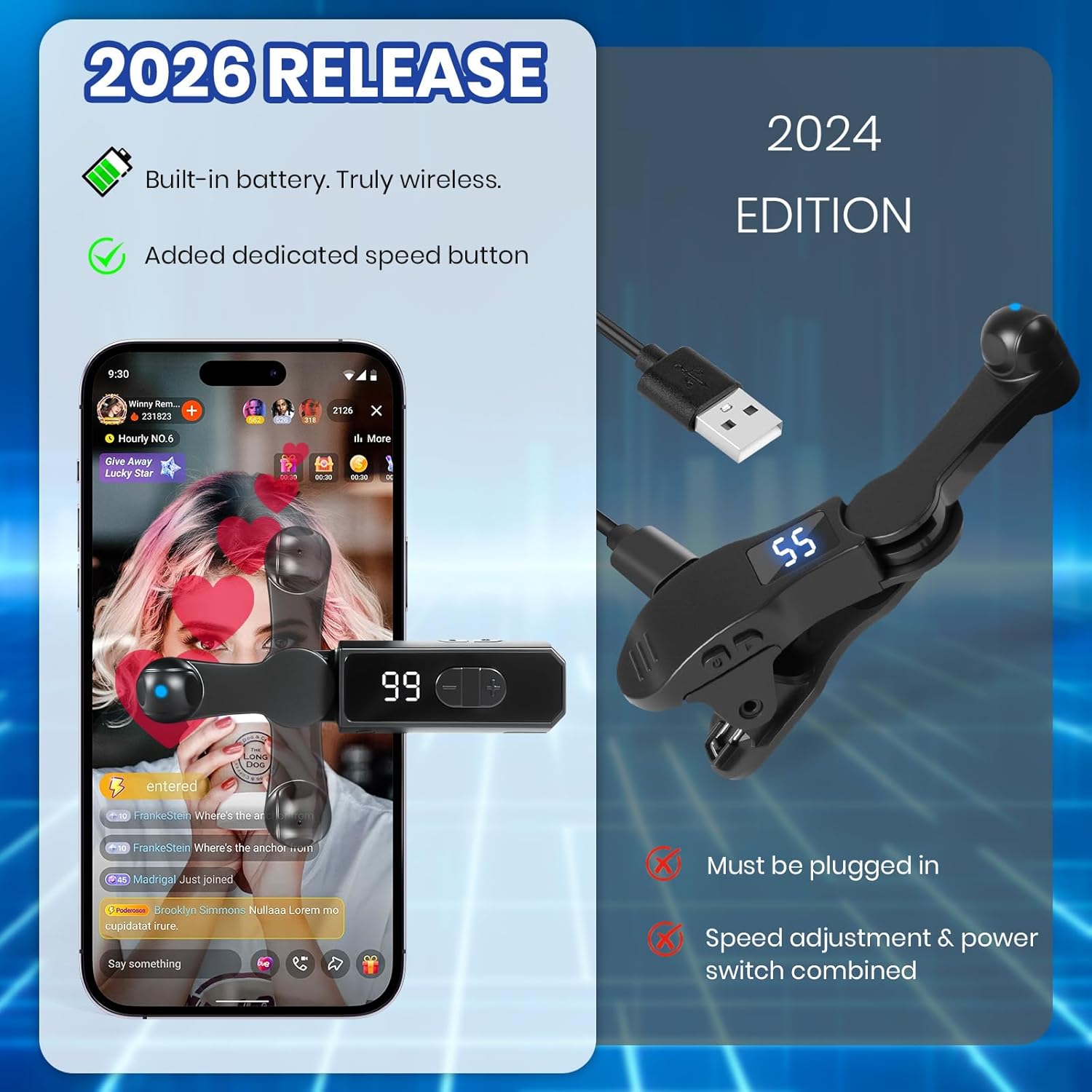 Auto Clicker Smart Tapper for iPhone iPad Android TikTok - Auto Touch Device with 107 Adjustable Speed, Rechargeable,Wireless,Instant Clicker for Live Stream Likes, Social Media Tasks(Black) - Image 2