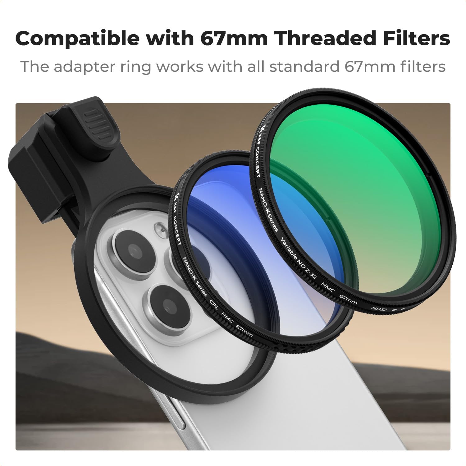 K&F CONCEPT 67mm Press-on Phone Lens Filter Adapter, Compatible with iPhone 17/16/15/14/13/12, 16/15/14/13/12 Pro, 16/15/14/13/12 Pro Max(Filter Not Included) - Image 3