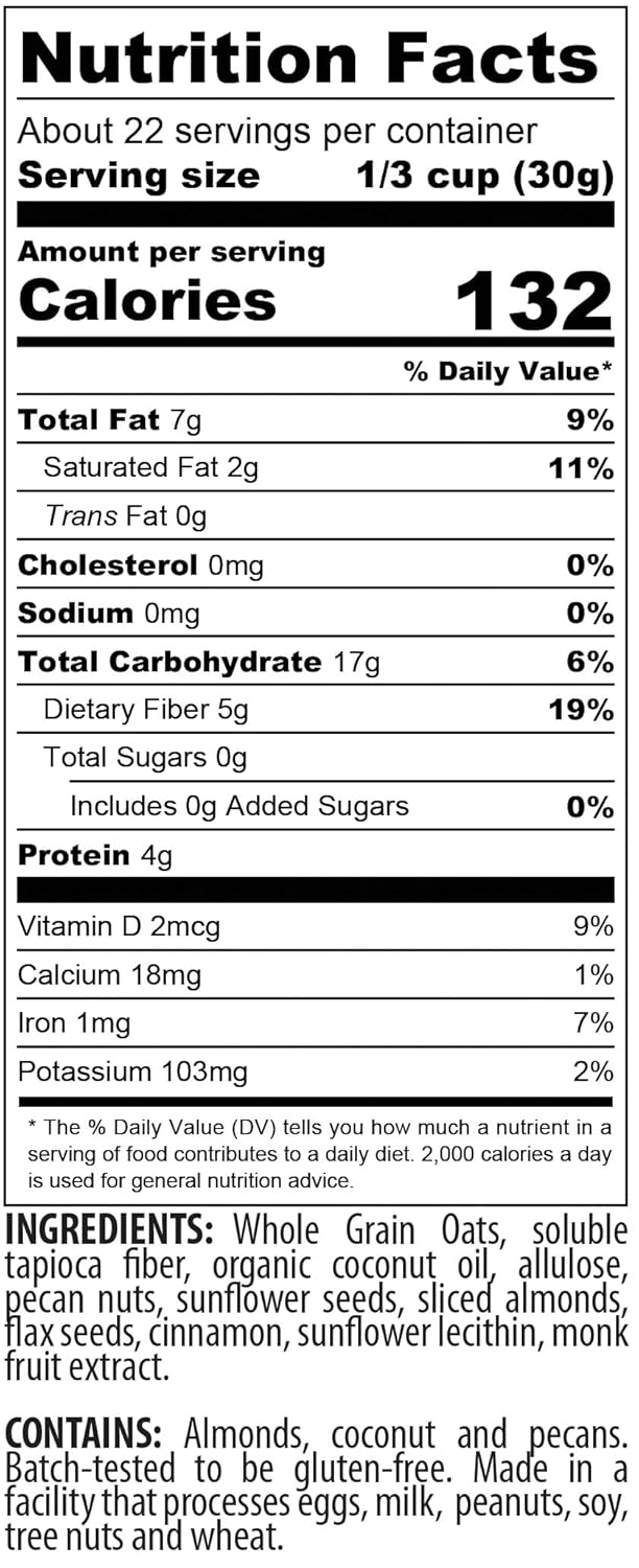 MyCerealMix Cinnamon Pecan Sugar-Free Granola, 10 oz - Keto & Diabetic-Friendly, Plant-Based, No Added Sugar, Gluten-Free, High Fiber, Allulose & Monk Fruit Sweetened, Non-GMO Oats - Image 3