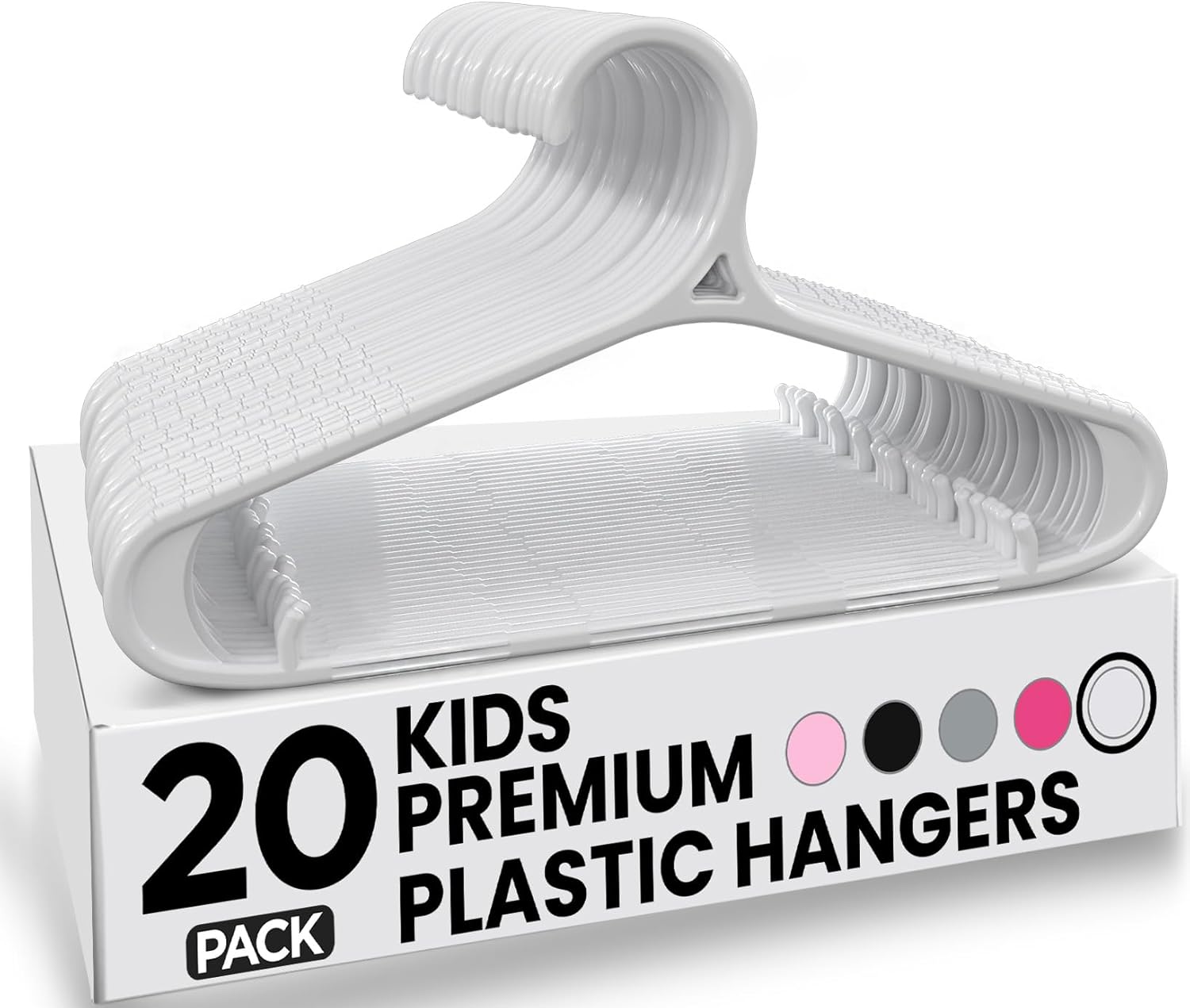 Utopia Home Kids Hangers 20 Pack - 11 Inch Plastic Baby Hangers for Closet - Childrens Hanger for Clothes & Infant Hanger for Closet - Non-Slip Shoulder Grooves, Strap Hooks & Pants Bar (White)