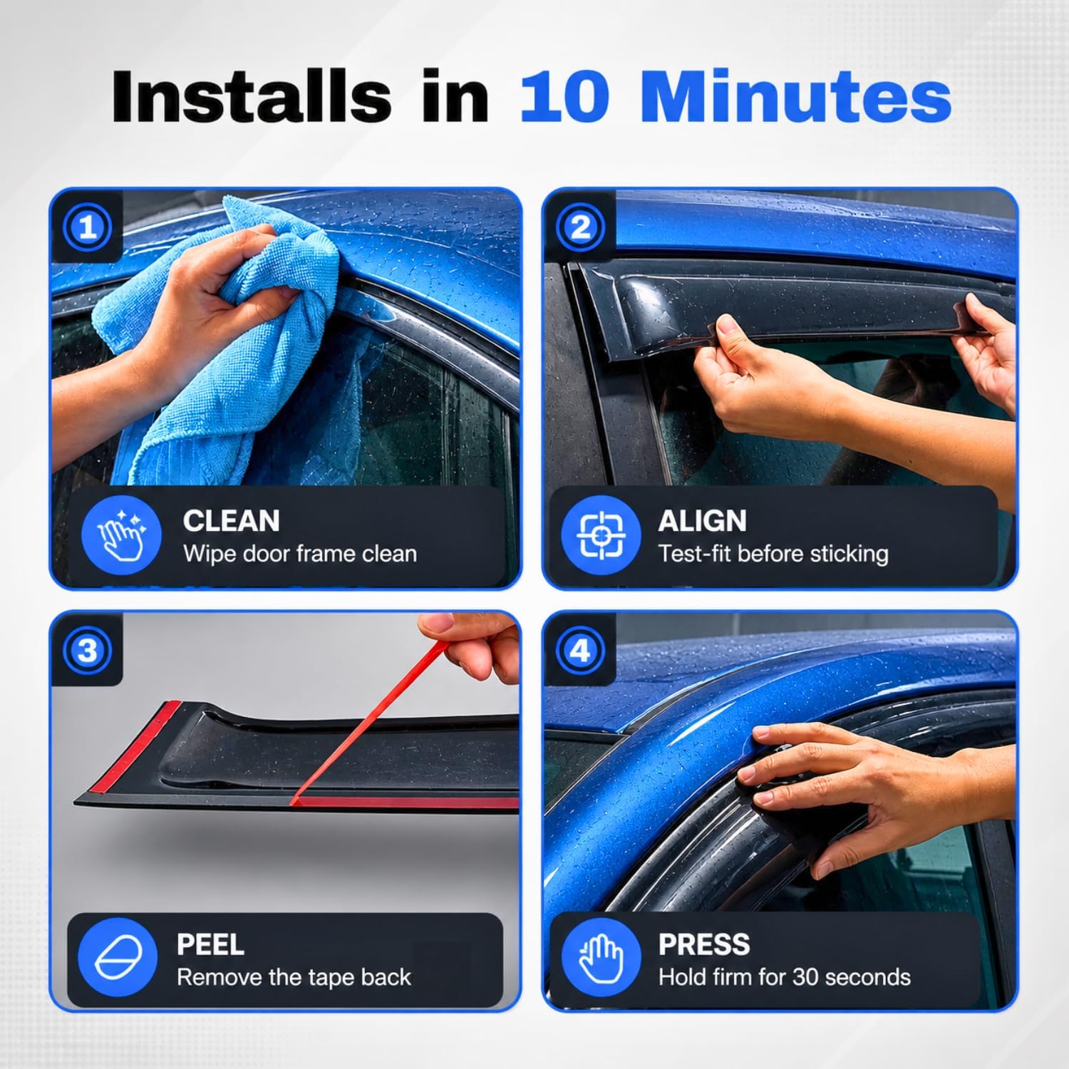 IG Window Visors Fit for 2021-2023 Buick Envision, Out-Channel Rain Guards Vent Wind Deflectors 4PC, Car Accessories for 21-23 Envision - Image 7