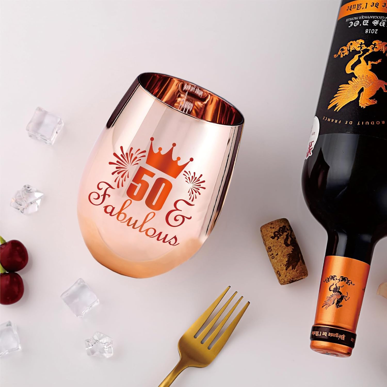 50 and Fabulous Wine Glass Gift - 50th Birthday Gifts for Women - 50 Year Old Birthday Decorations - Image 3