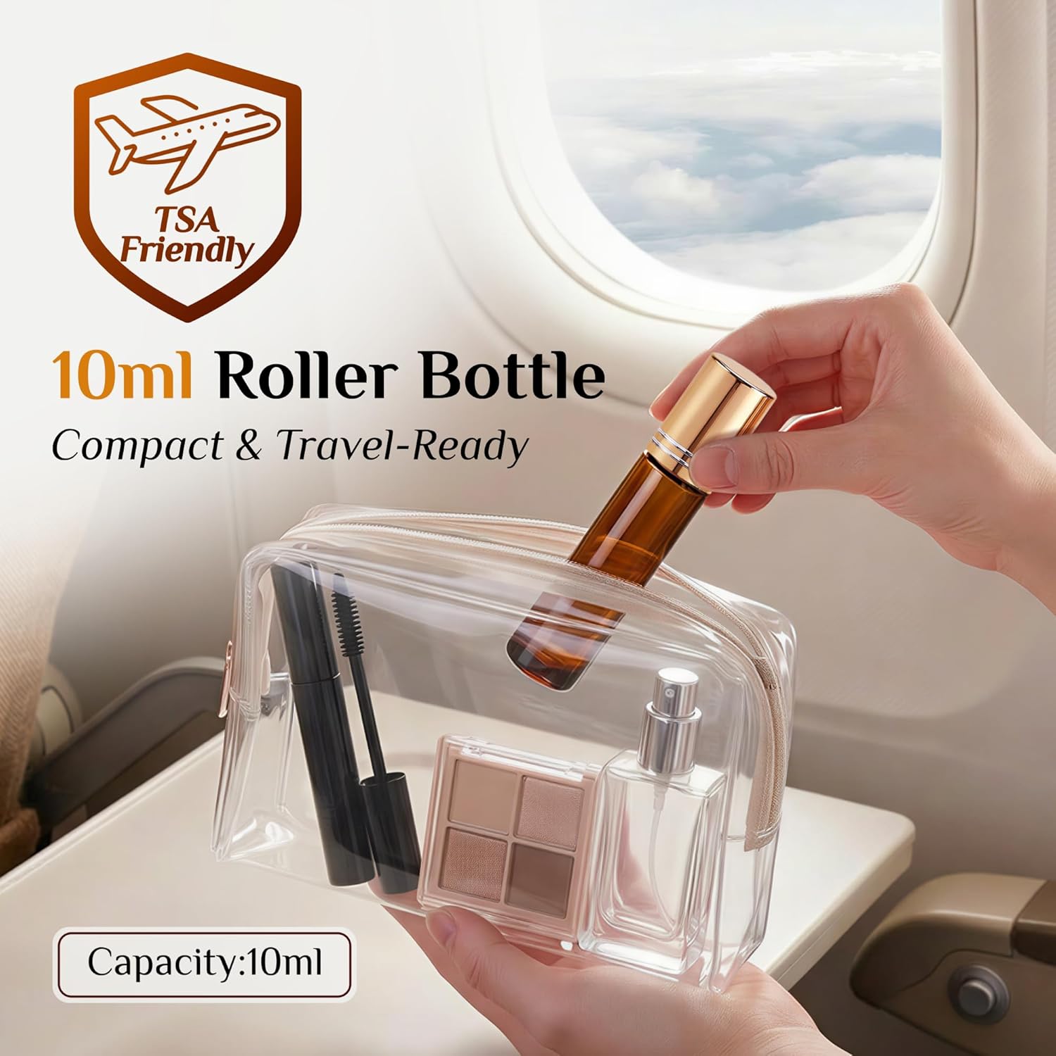 PrettyCare 12 Pack, 10 ml Essential Oil Roller Bottles with Stainless Steel Roller Ball - Refillable Leak-proof Empty Thick Amber Glass Roll on Bottles with Metal Caps for Travel, Perfume - Image 4